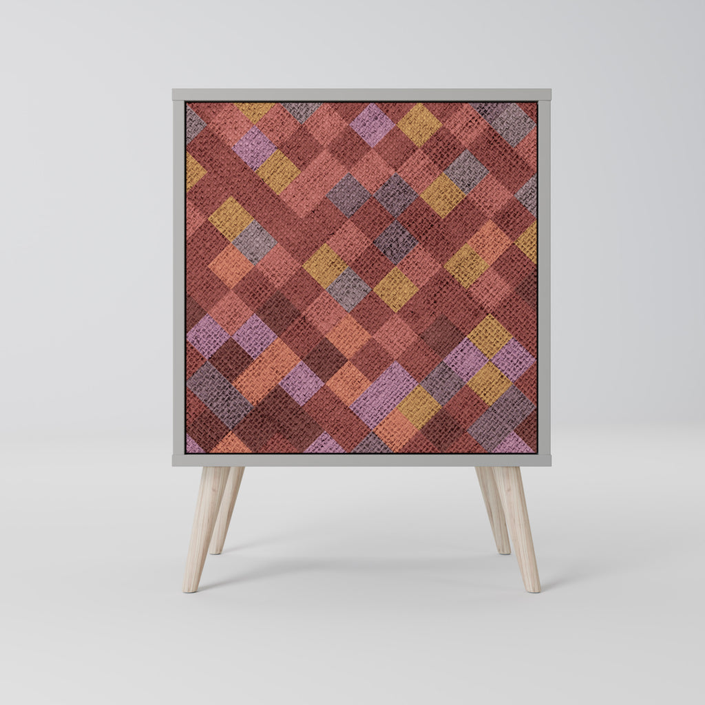 Aparador de 1 puerta PAINTED SQUARES en acabado gris