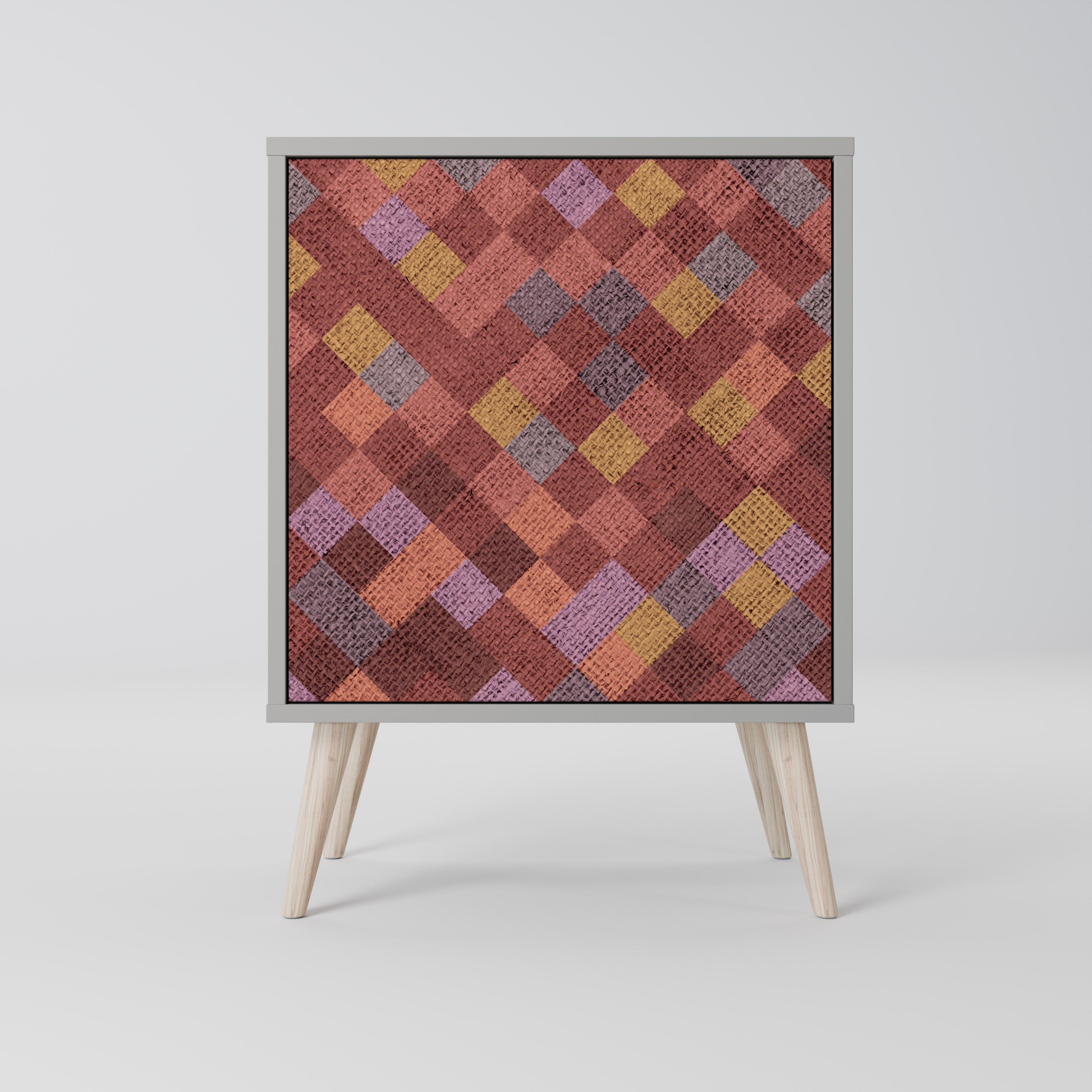 Aparador de 1 puerta PAINTED SQUARES en acabado gris