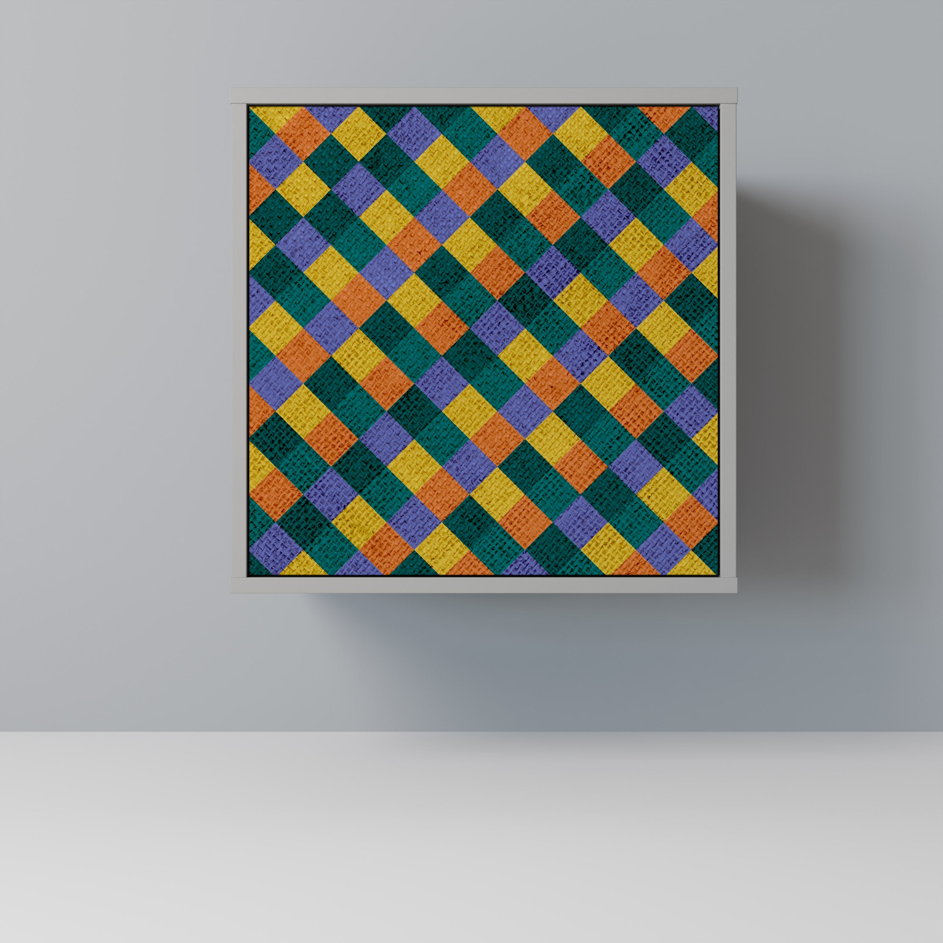 Aparador de 1 puerta PAINTED SQUARES MIX en acabado gris