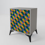 PAINTED SQUARES MIX 1-Door Sideboard in Grey Finish