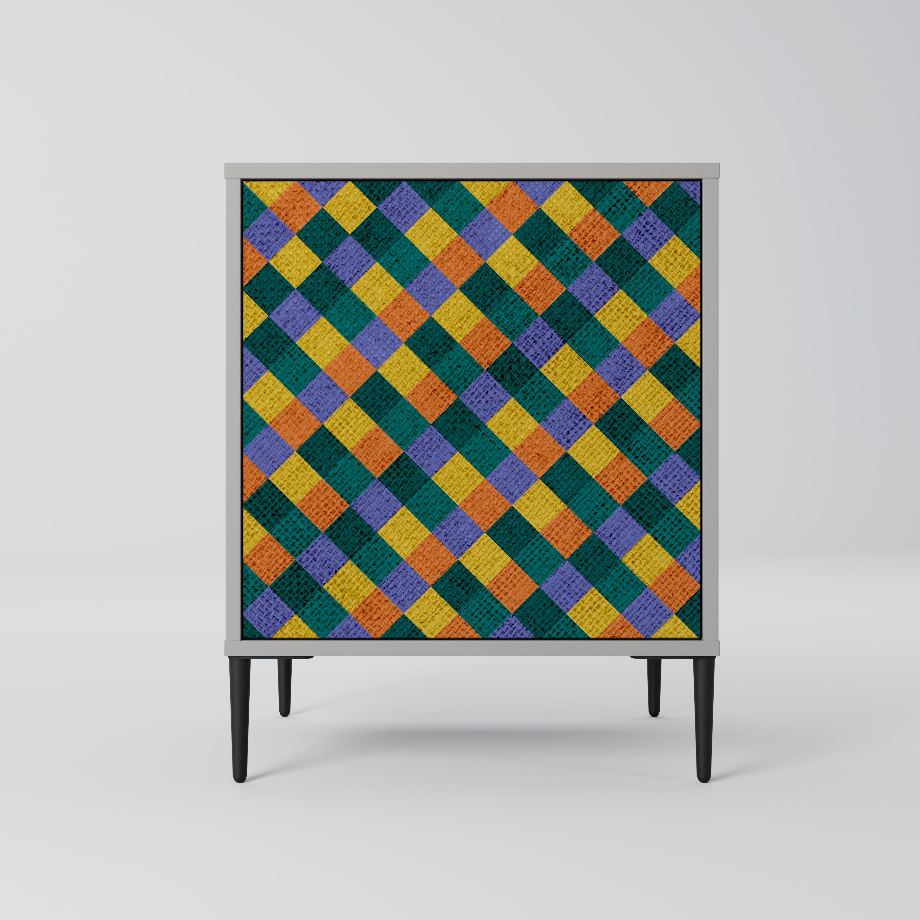 Aparador de 1 puerta PAINTED SQUARES MIX en acabado gris