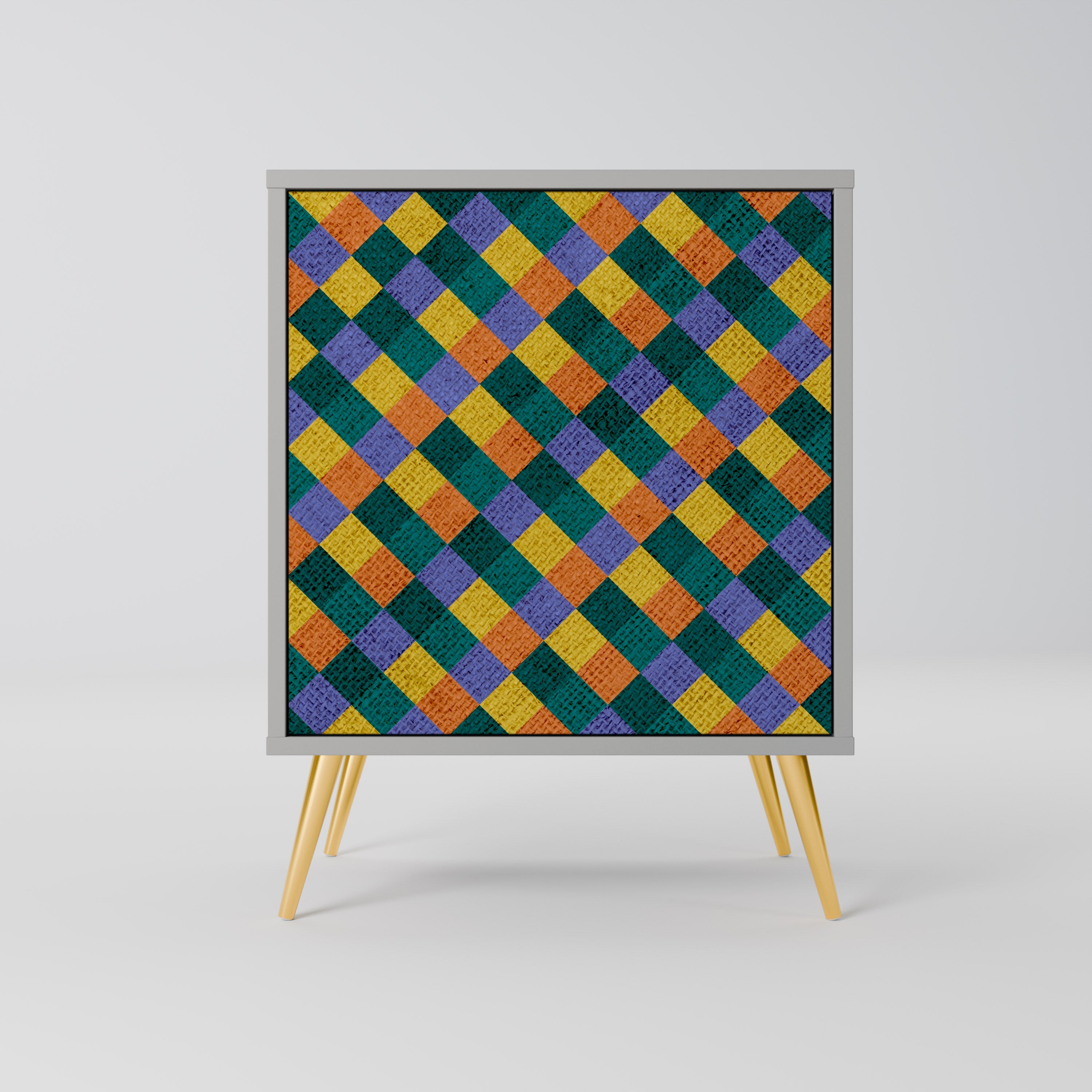 Aparador de 1 puerta PAINTED SQUARES MIX en acabado gris