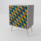 PAINTED SQUARES MIX 1-Door Sideboard in Grey Finish