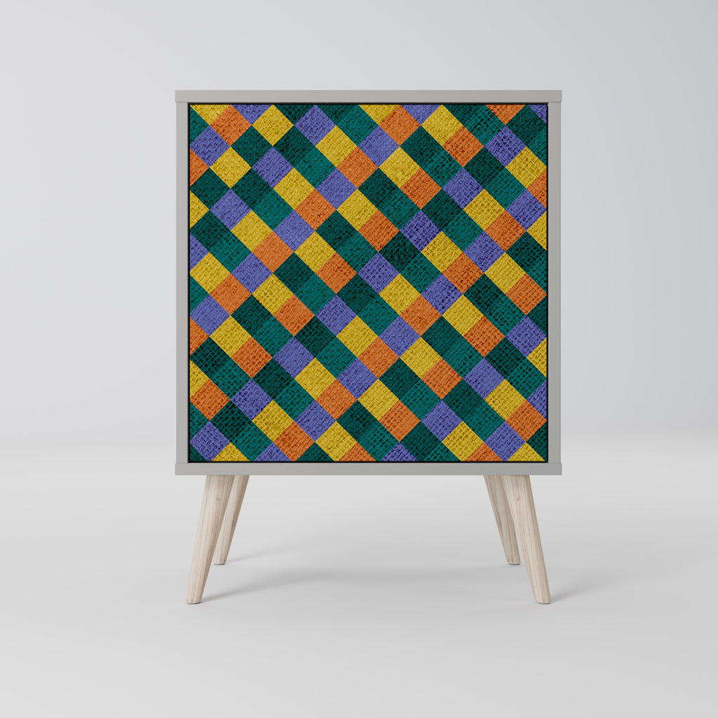 Aparador de 1 puerta PAINTED SQUARES MIX en acabado gris