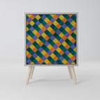 PAINTED SQUARES MIX 1-Door Sideboard in Grey Finish