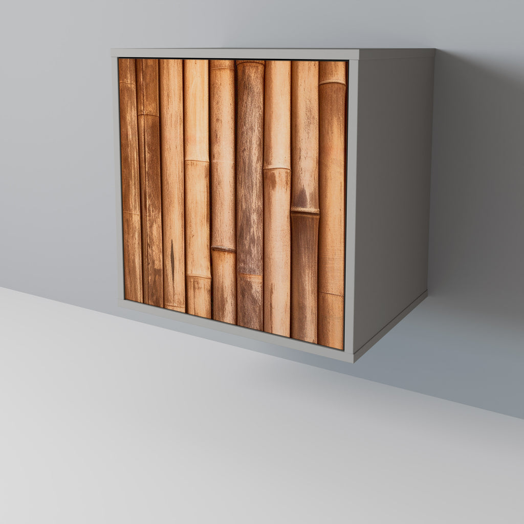 Aparador de una puerta de madera natural con acabado gris