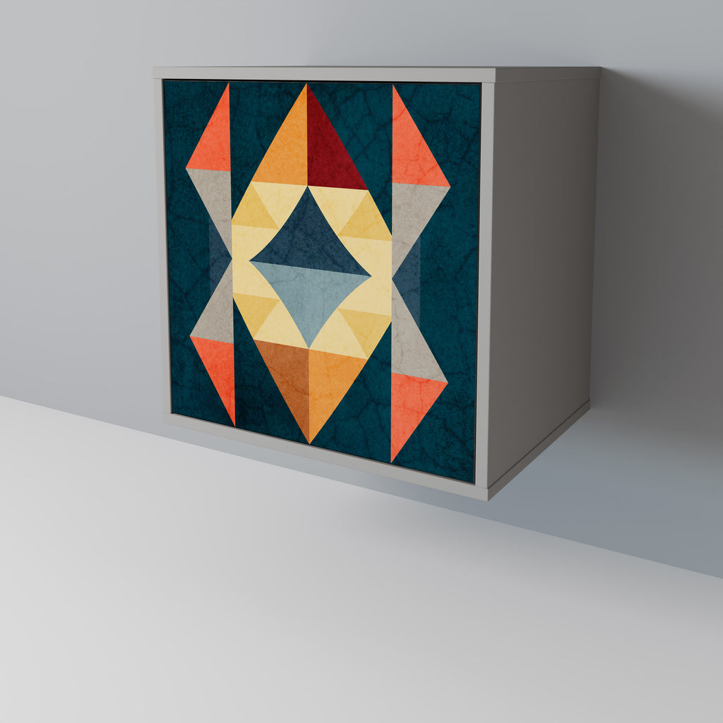 Aparador de 1 puerta CRACKED ILLUSION en acabado gris