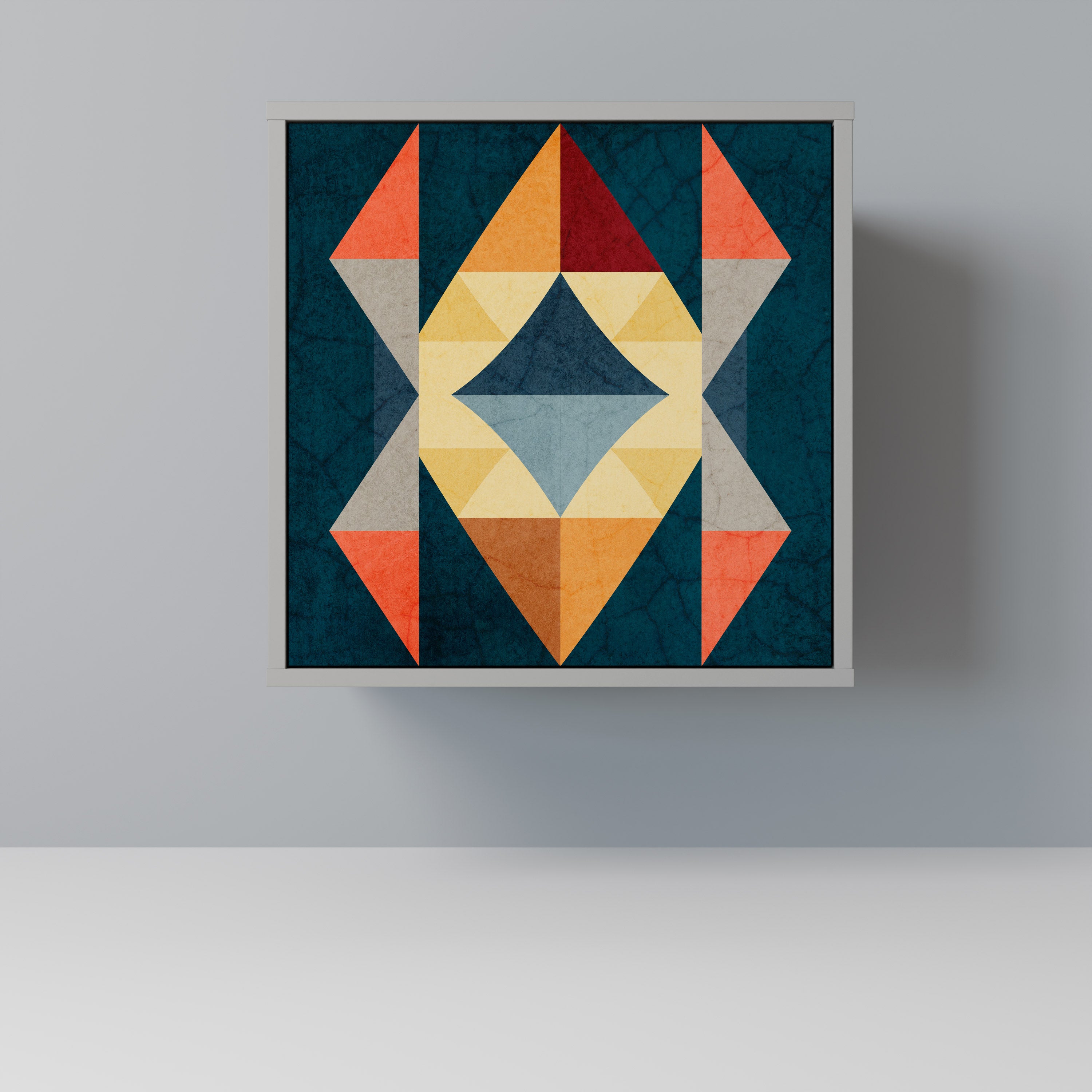 Aparador de 1 puerta CRACKED ILLUSION en acabado gris