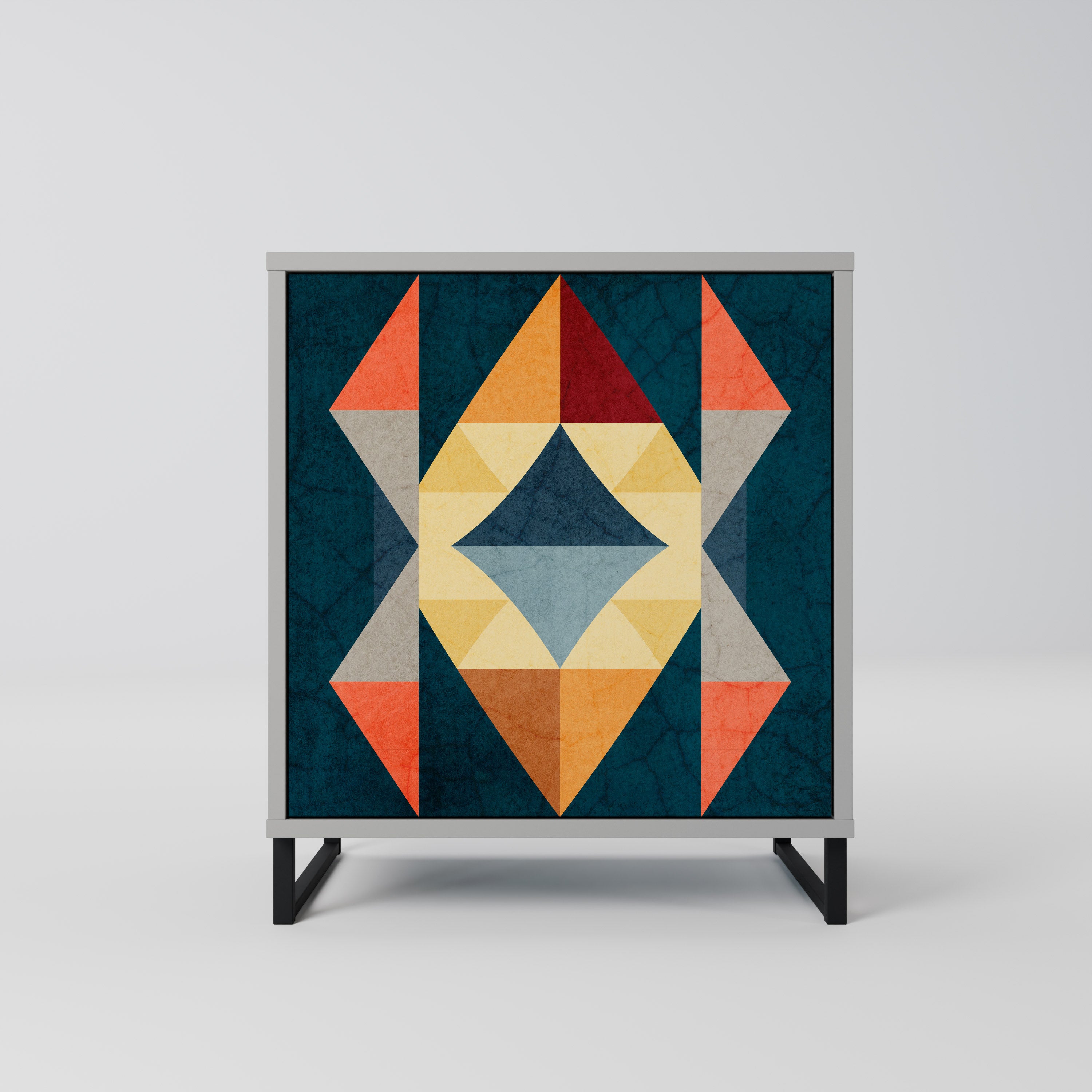 Aparador de 1 puerta CRACKED ILLUSION en acabado gris