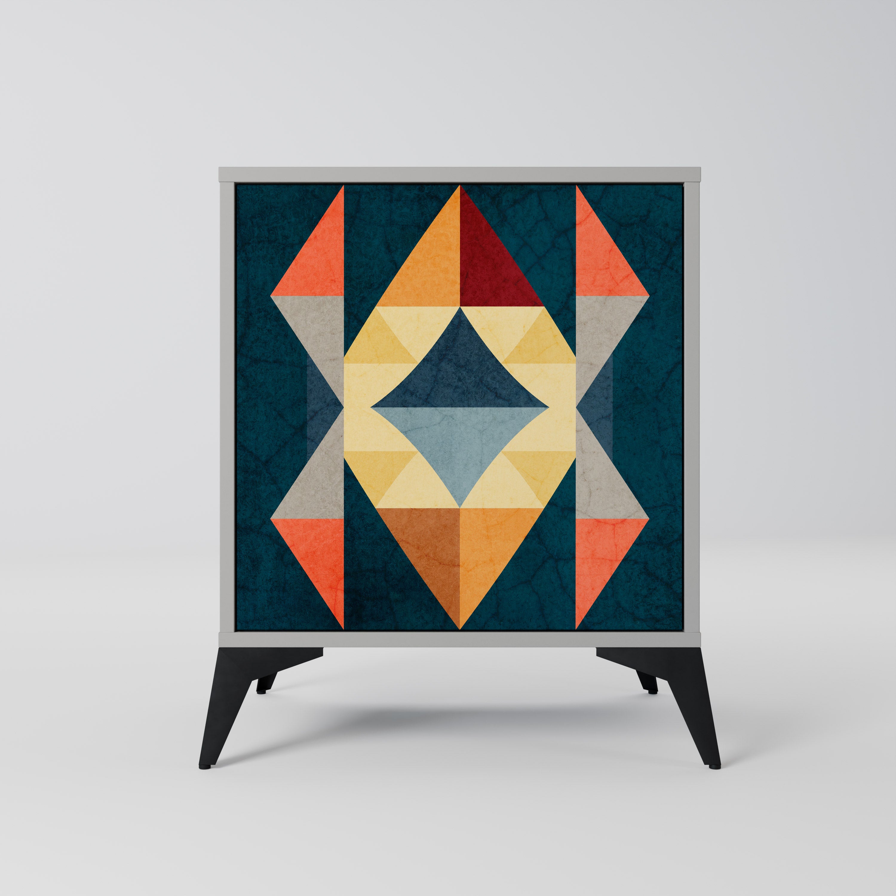 Aparador de 1 puerta CRACKED ILLUSION en acabado gris