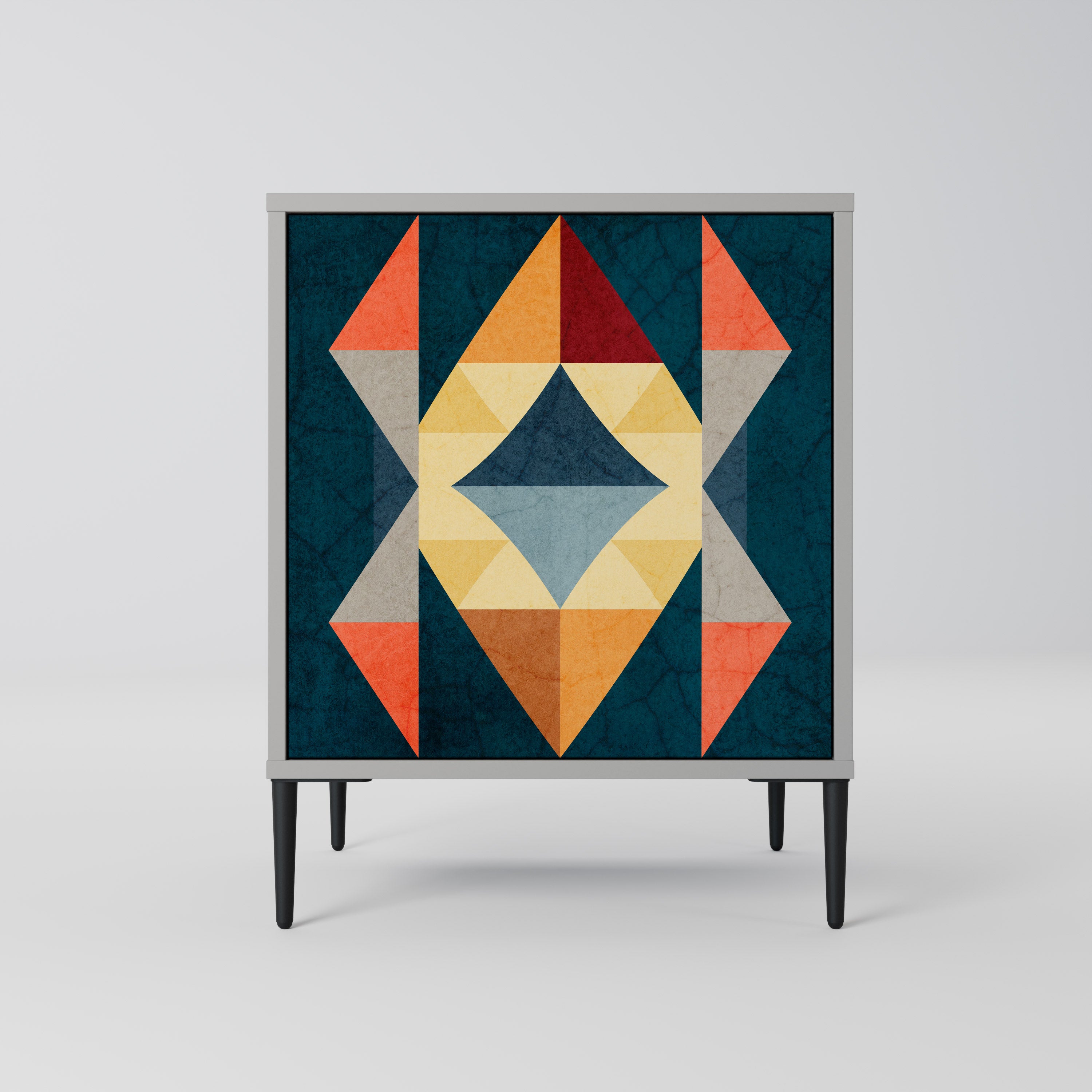 Aparador de 1 puerta CRACKED ILLUSION en acabado gris