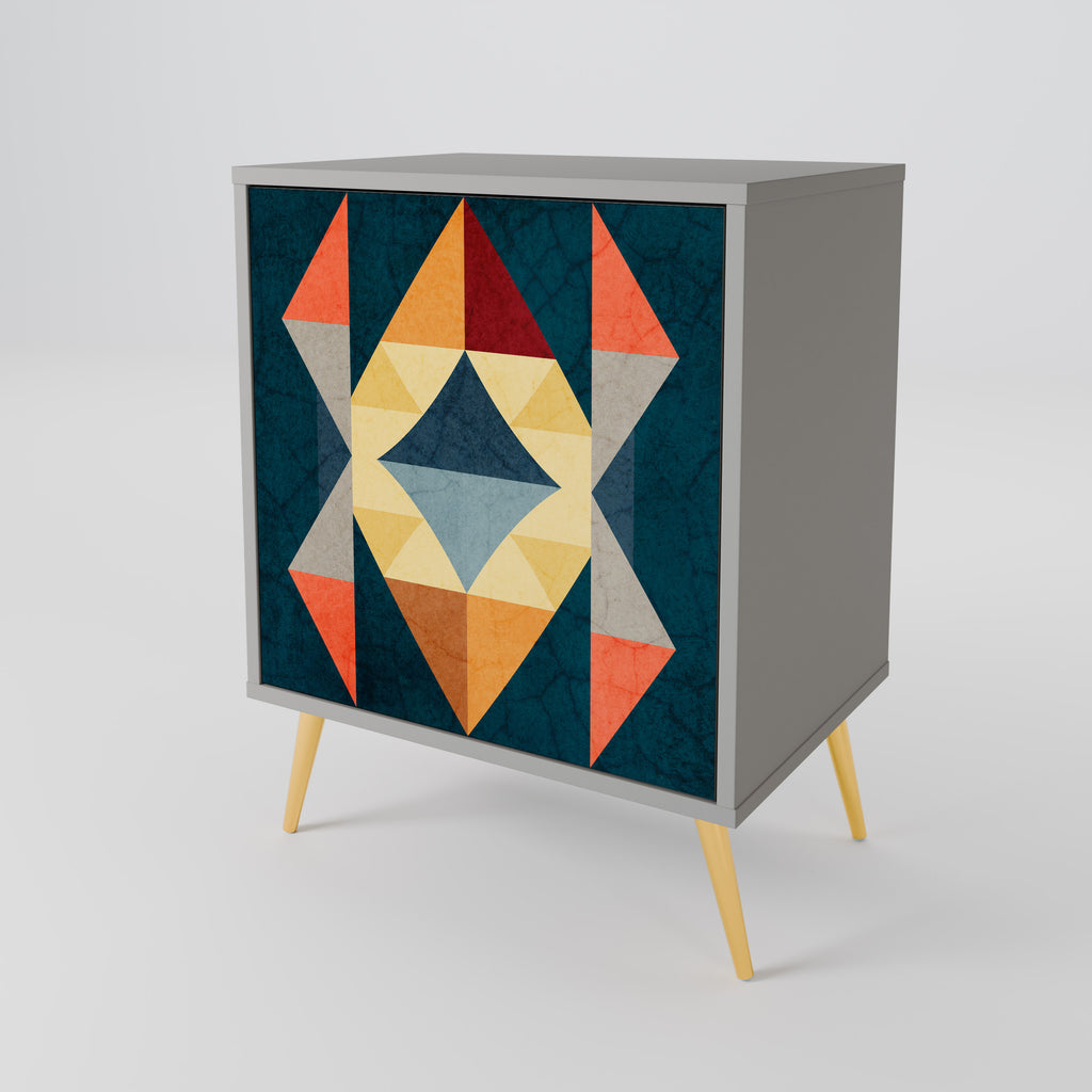 Aparador de 1 puerta CRACKED ILLUSION en acabado gris