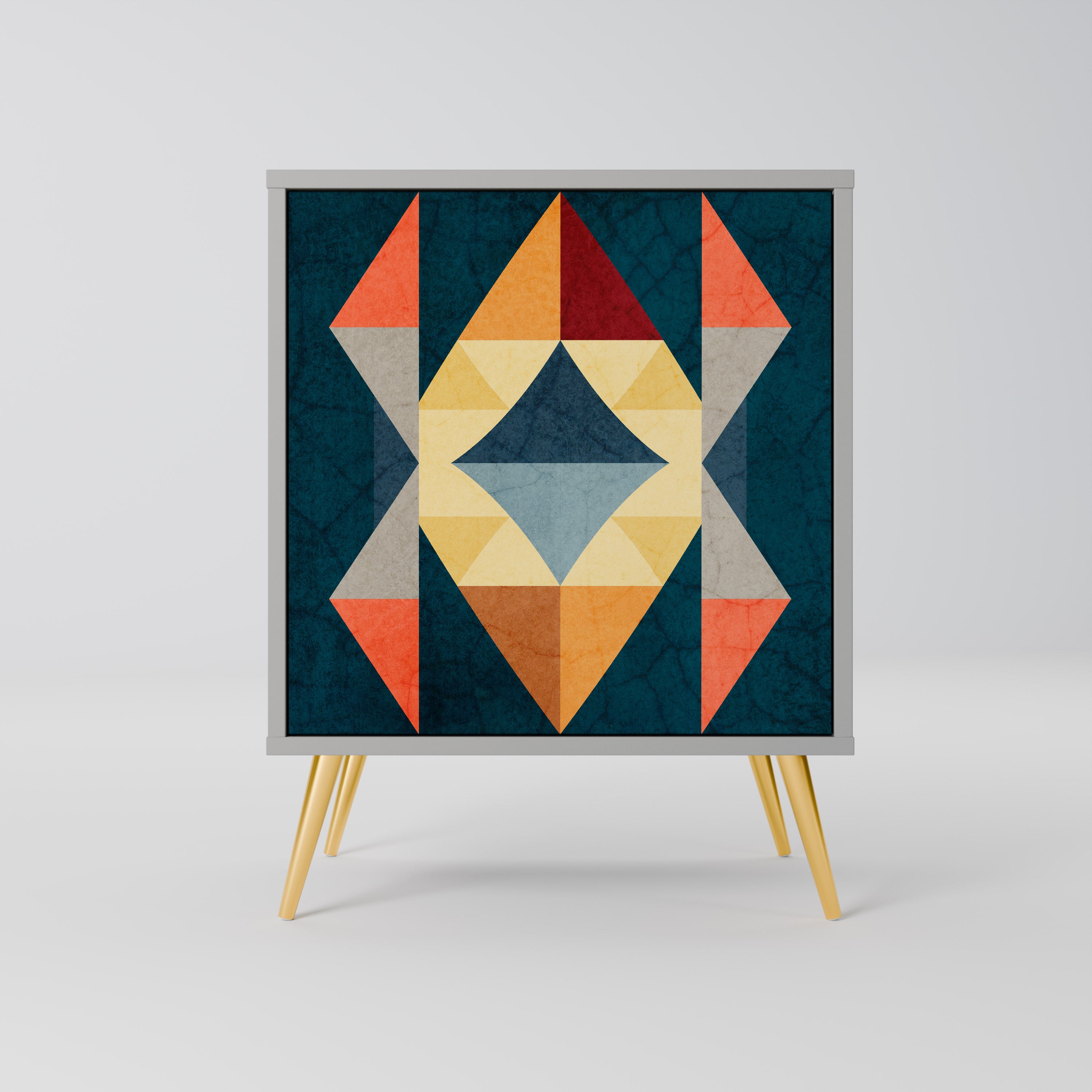 Aparador de 1 puerta CRACKED ILLUSION en acabado gris