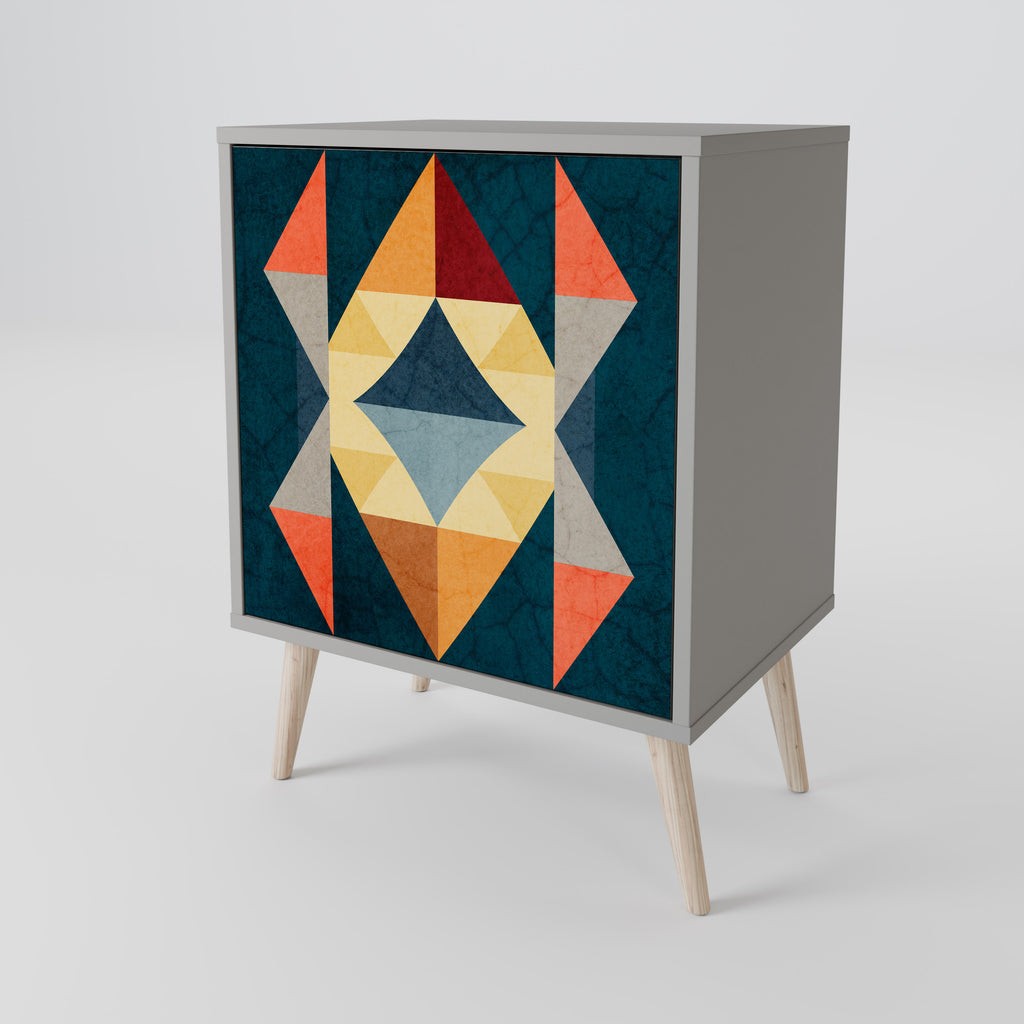 Aparador de 1 puerta CRACKED ILLUSION en acabado gris