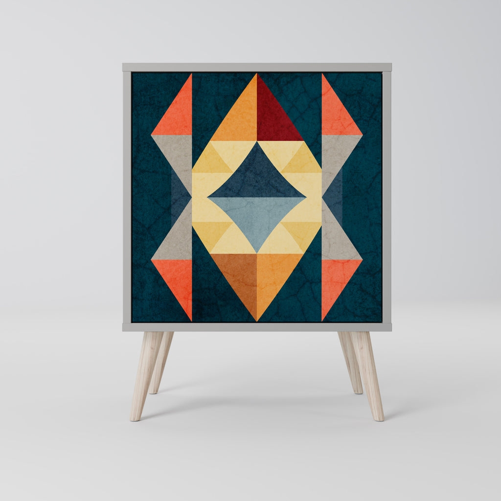 Aparador de 1 puerta CRACKED ILLUSION en acabado gris