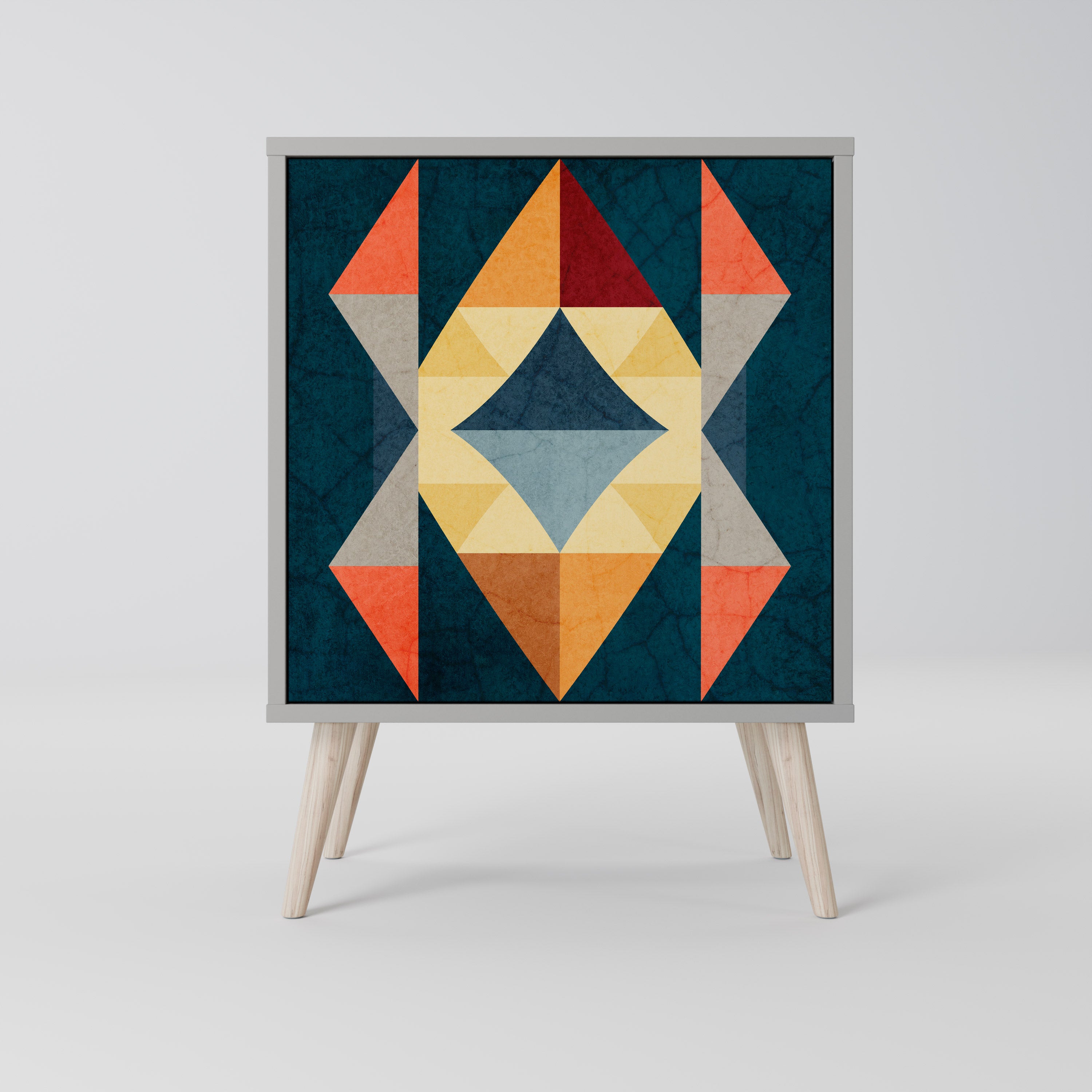 Aparador de 1 puerta CRACKED ILLUSION en acabado gris