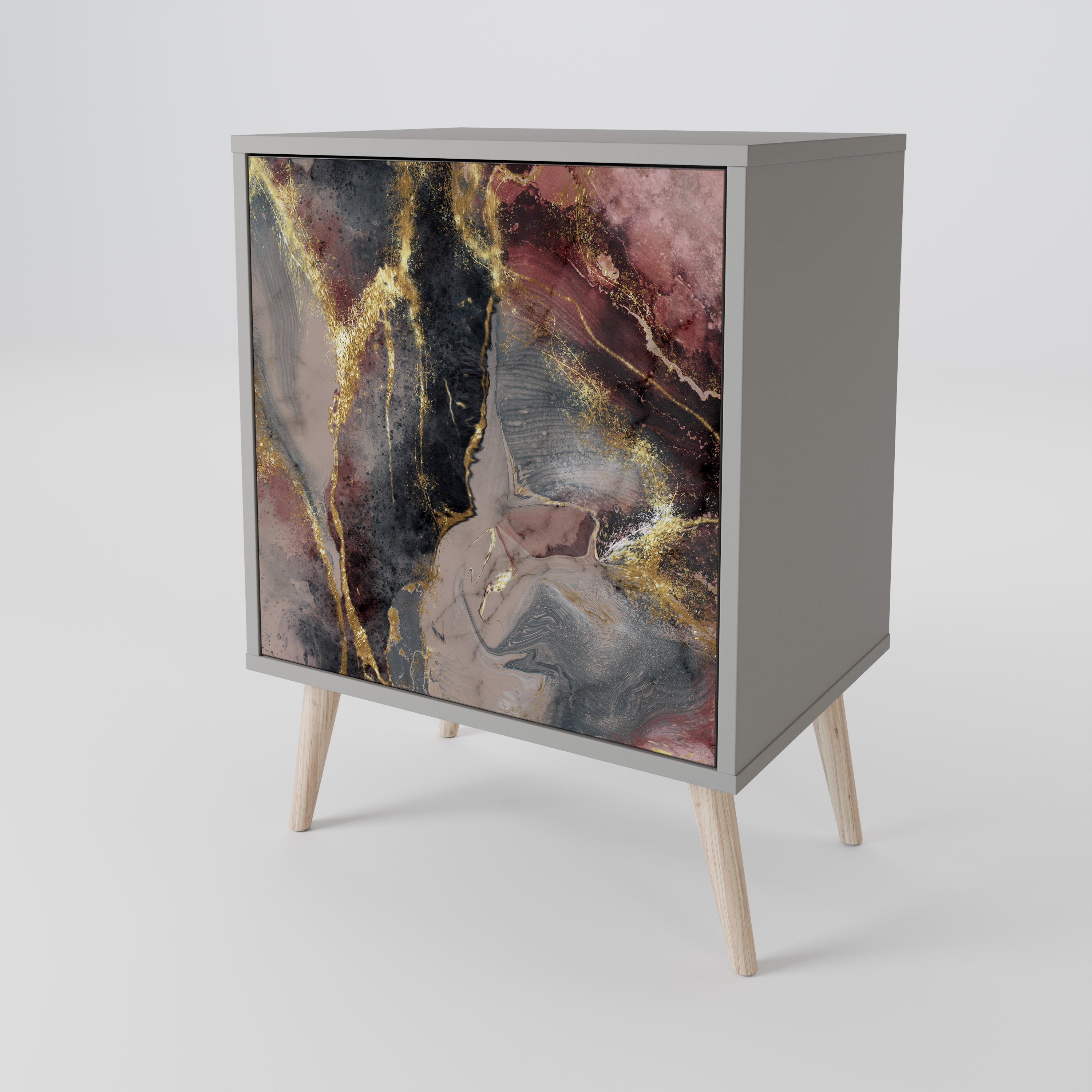 Aparador GOLDEN TIDES de 1 puerta en acabado gris