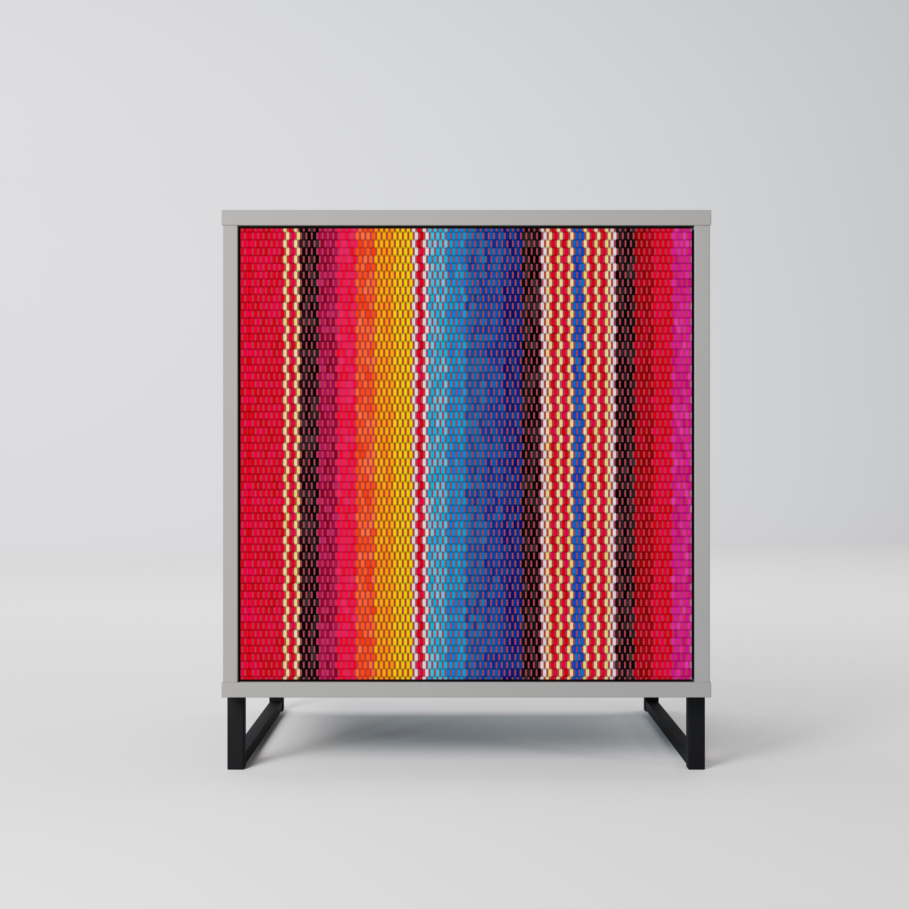 Aparador étnico mexicano de una puerta en acabado gris