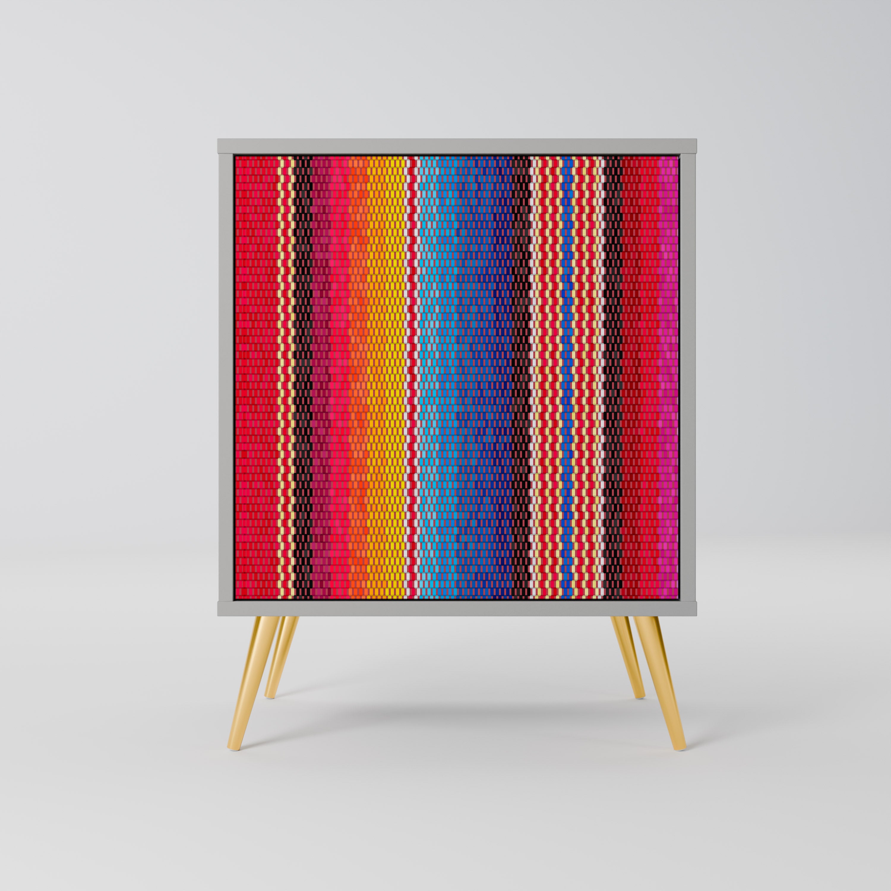 Aparador étnico mexicano de una puerta en acabado gris