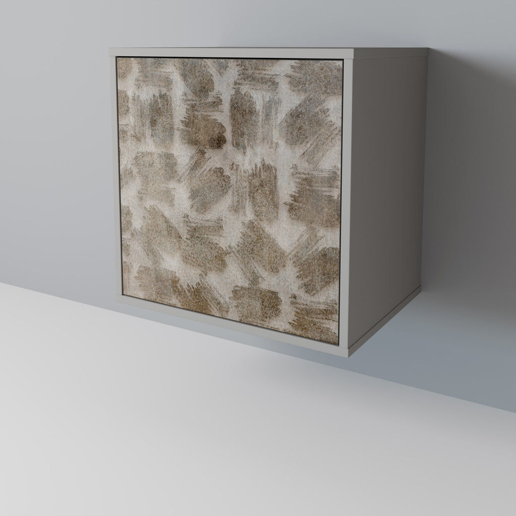 Aparador de 1 puerta con acabado gris, ligeramente borroso