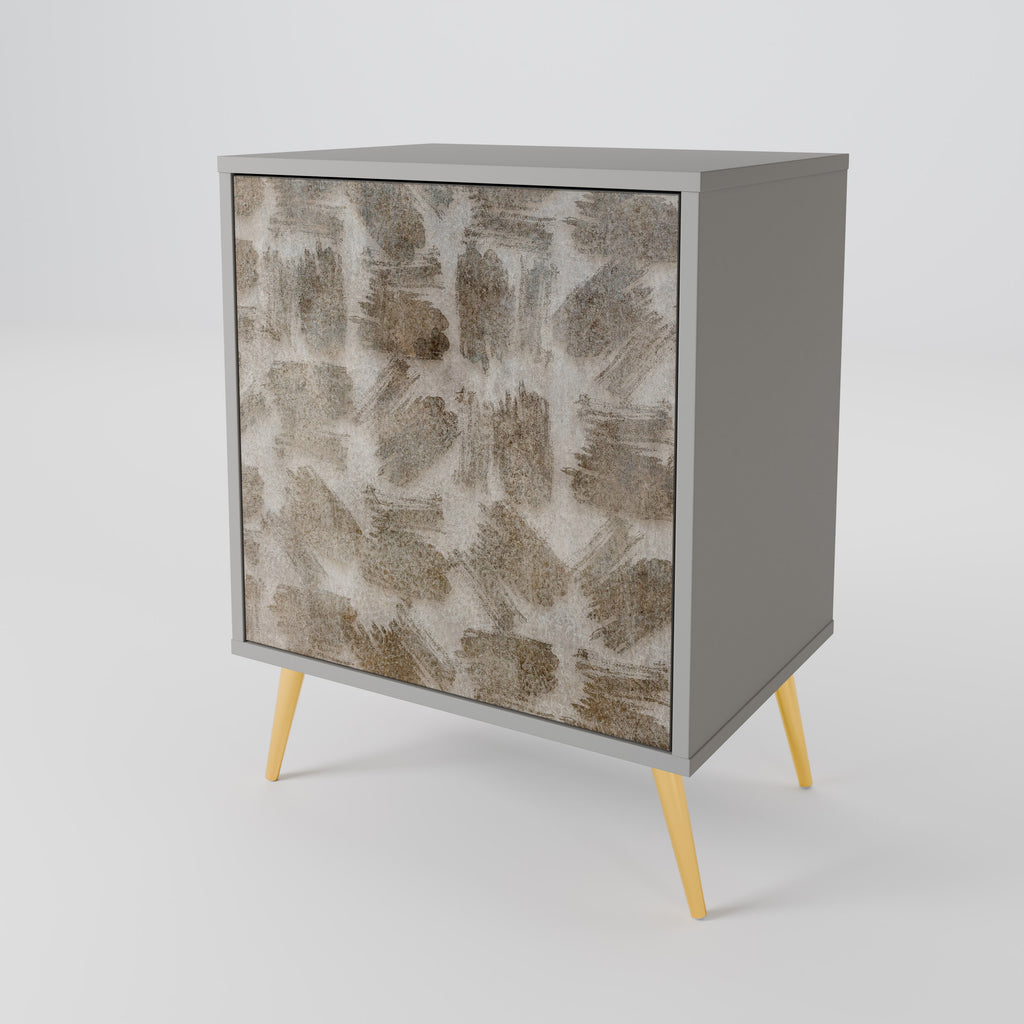 Aparador de 1 puerta con acabado gris, ligeramente borroso