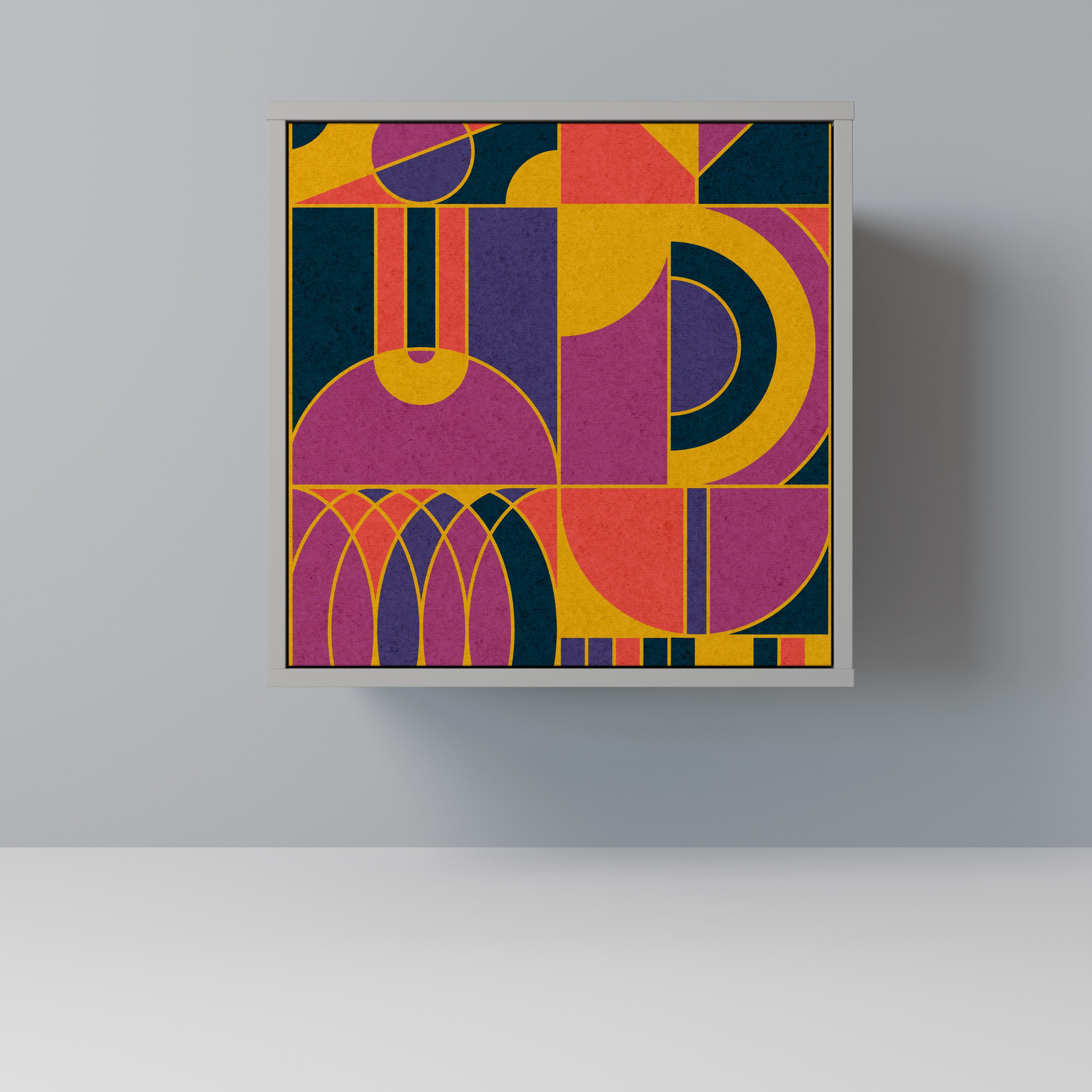 Aparador de 1 puerta ELECTRIC PATTERNS en acabado gris