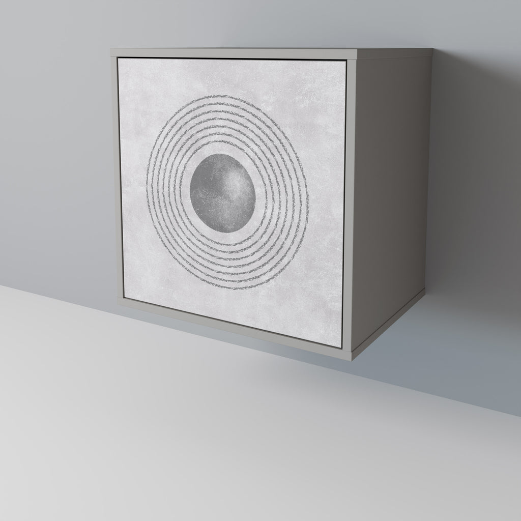 Aparador SOLID CIRCLES de 1 puerta en acabado gris