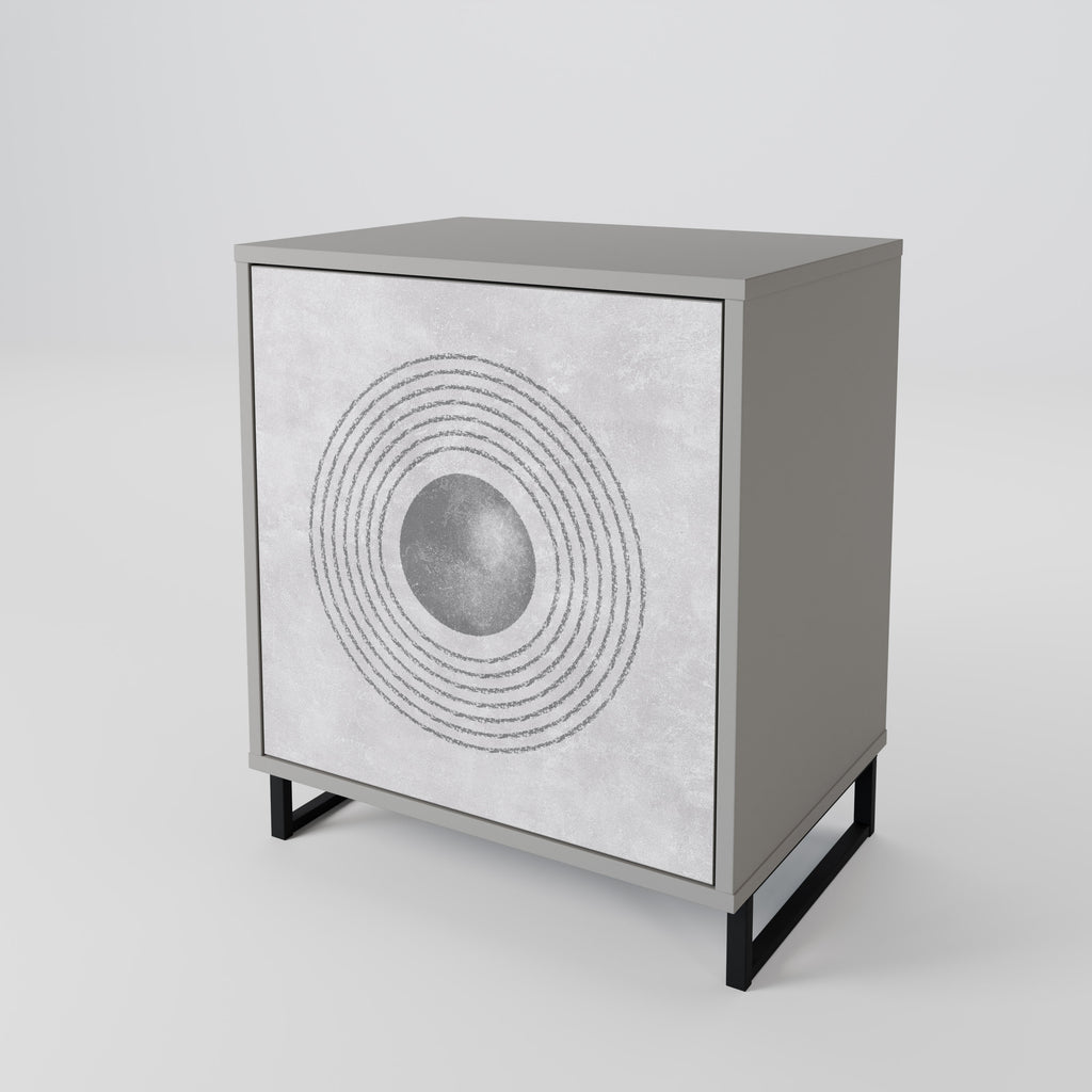 Aparador SOLID CIRCLES de 1 puerta en acabado gris