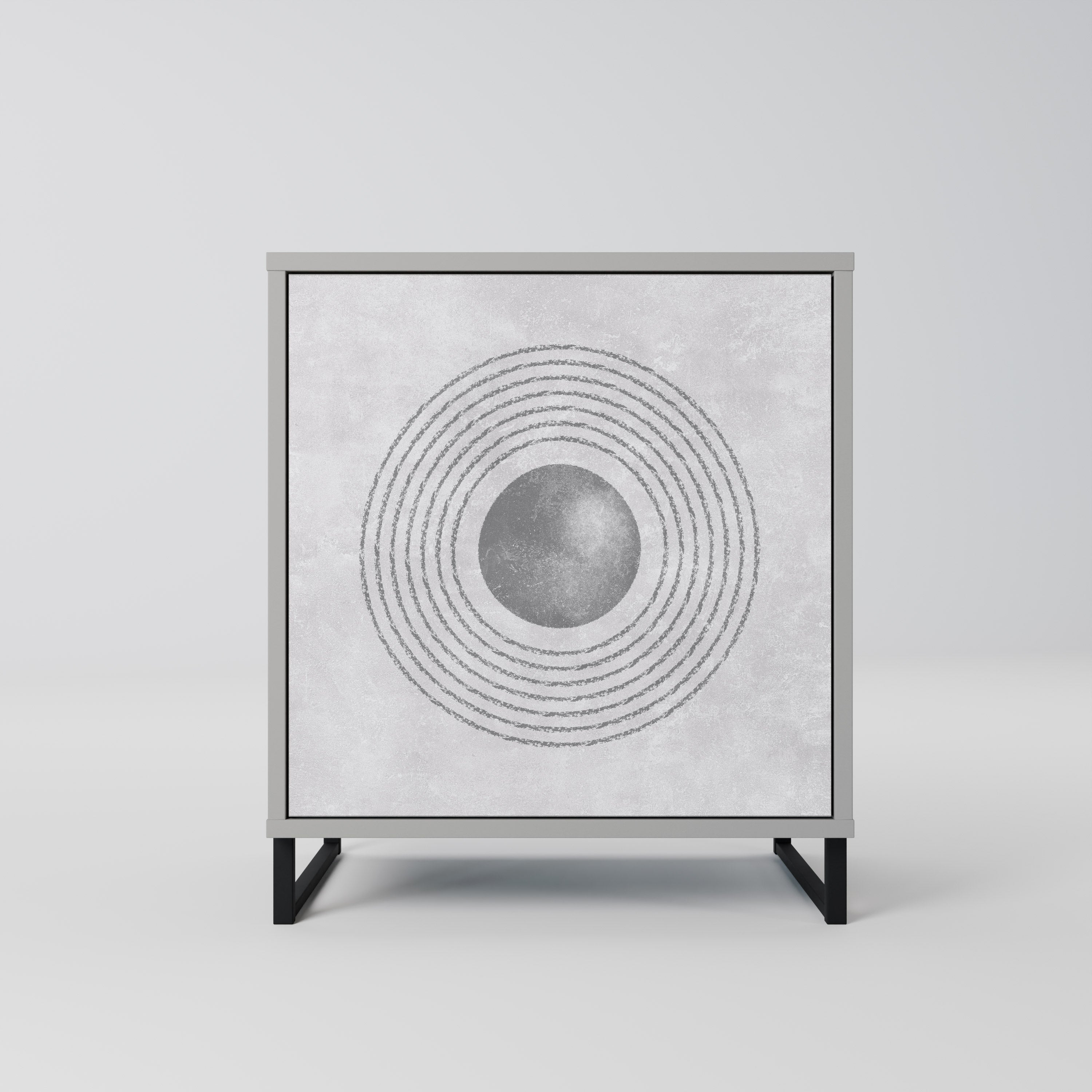 Aparador SOLID CIRCLES de 1 puerta en acabado gris