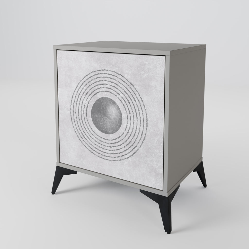 Aparador SOLID CIRCLES de 1 puerta en acabado gris