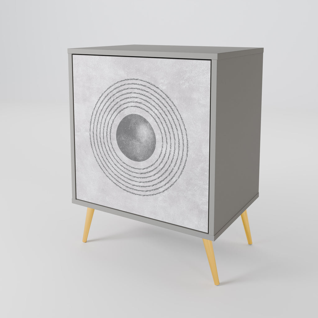 Aparador SOLID CIRCLES de 1 puerta en acabado gris