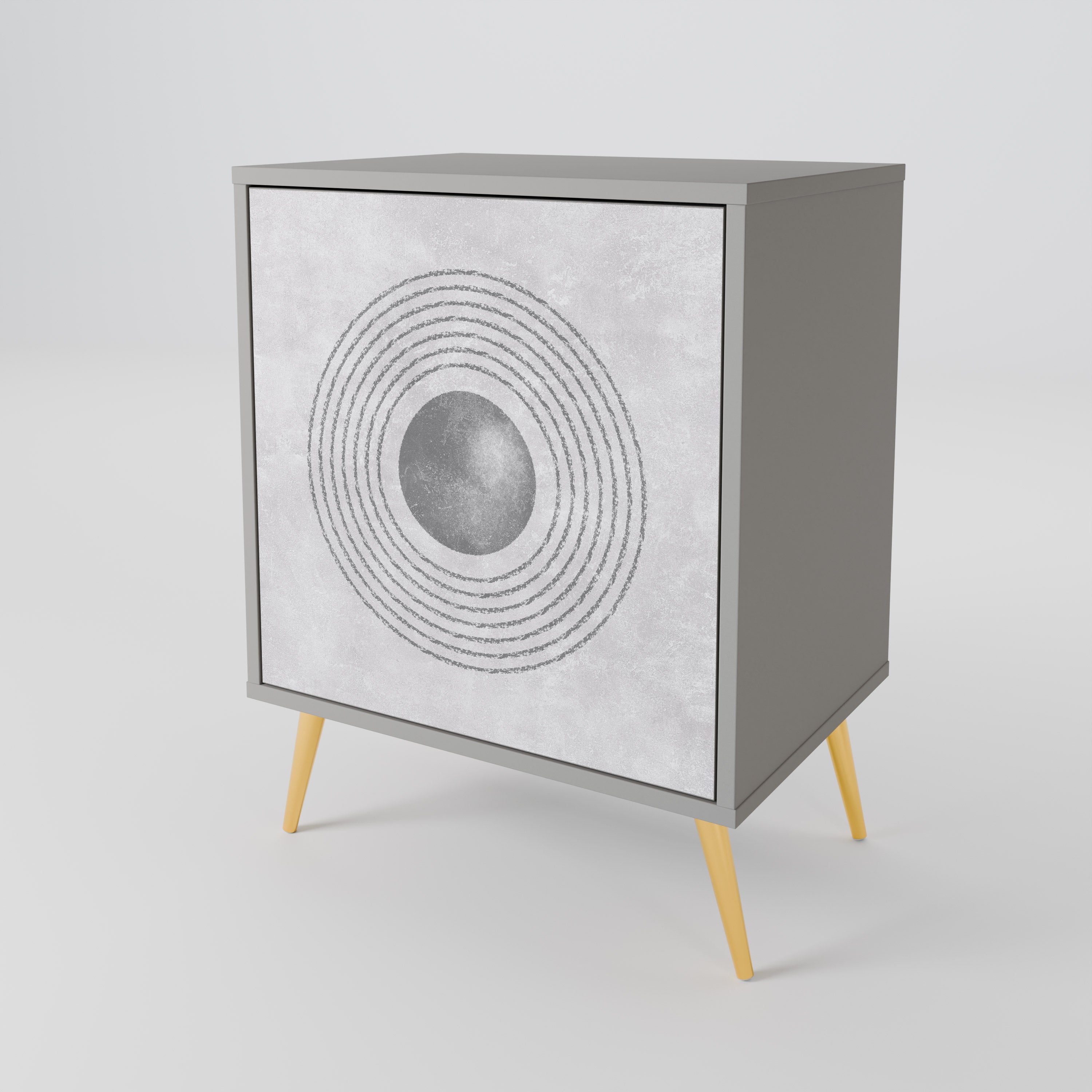 Aparador SOLID CIRCLES de 1 puerta en acabado gris