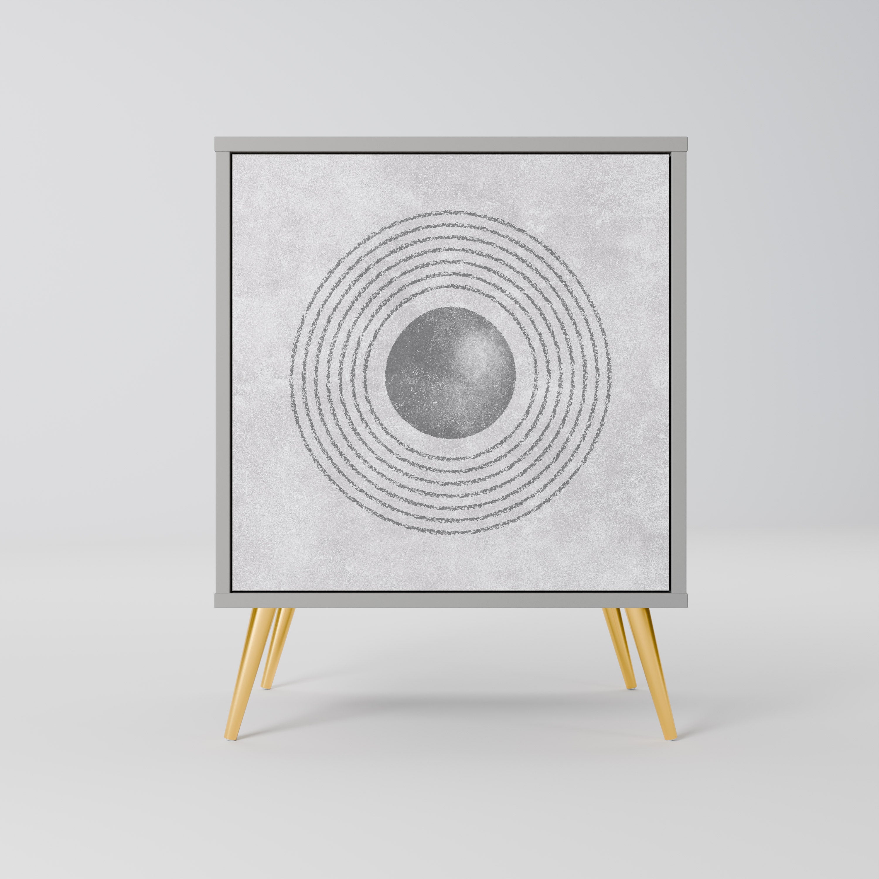 Aparador SOLID CIRCLES de 1 puerta en acabado gris