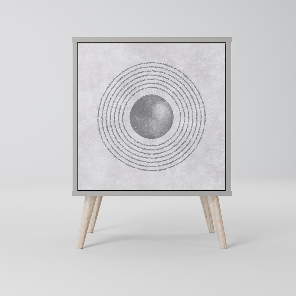 Aparador SOLID CIRCLES de 1 puerta en acabado gris