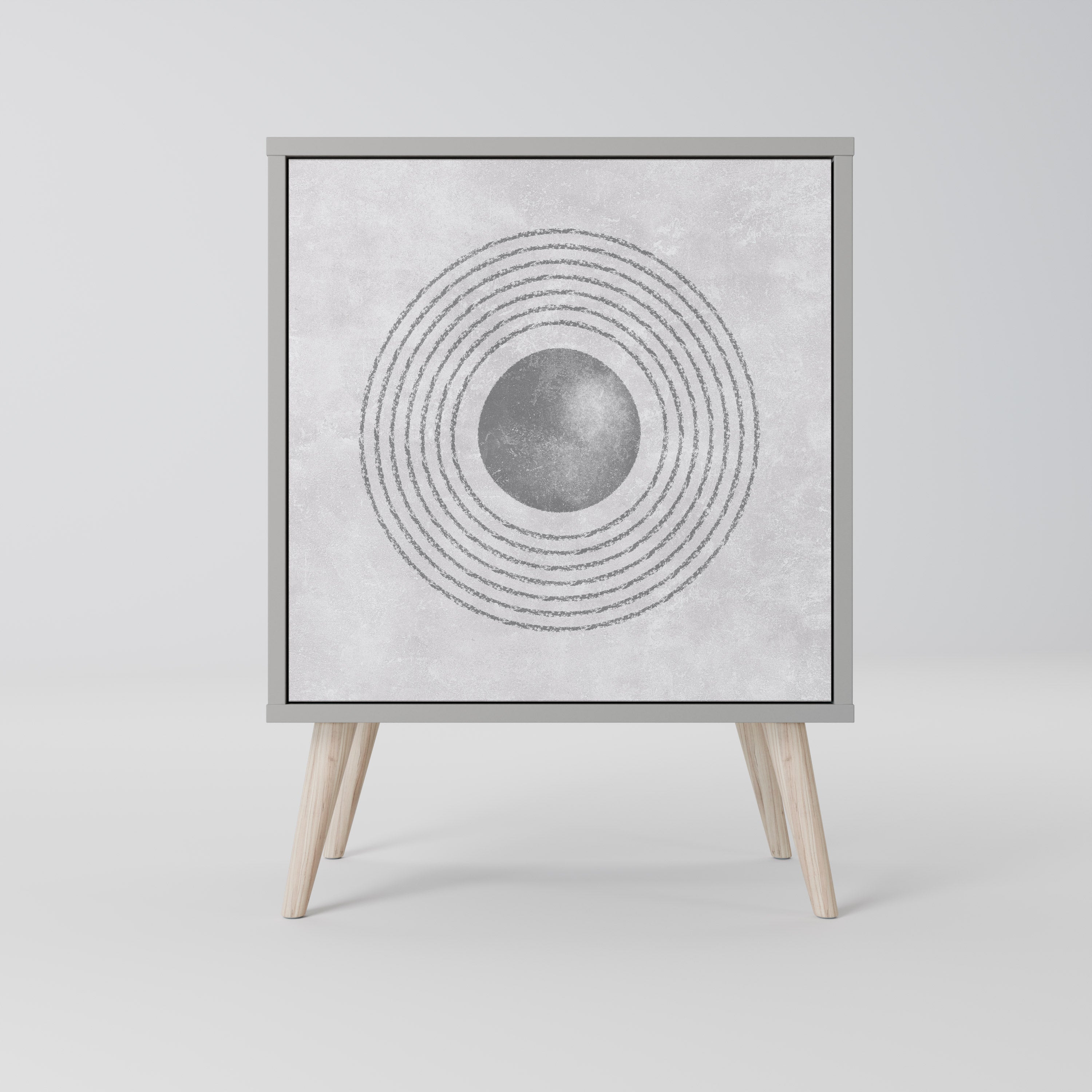 Aparador SOLID CIRCLES de 1 puerta en acabado gris