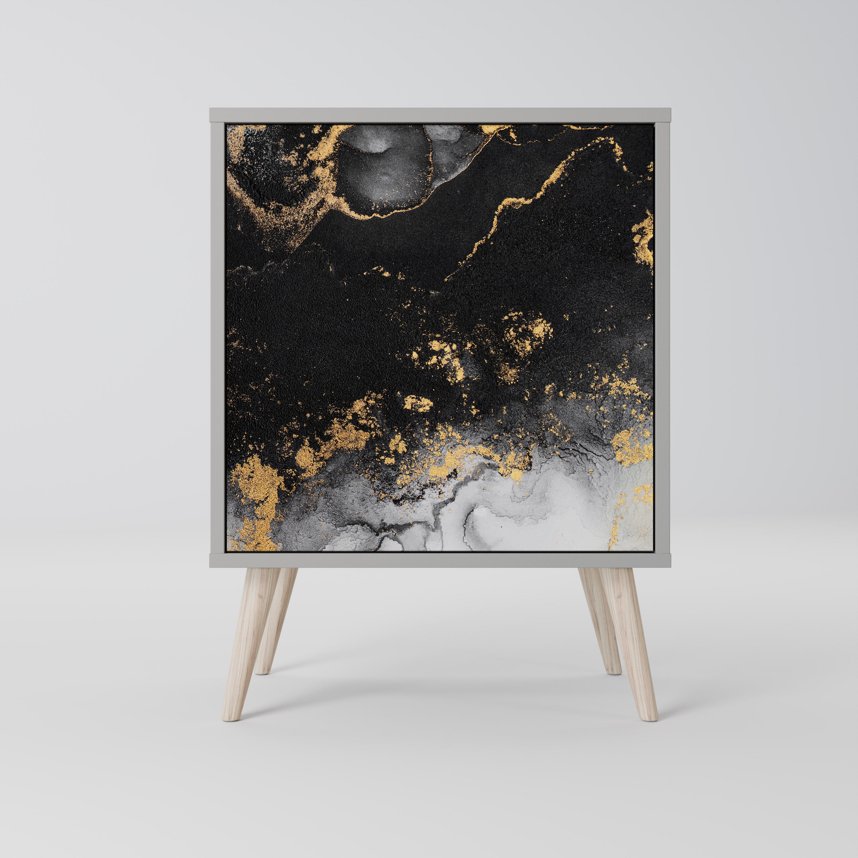 Aparador de 1 puerta MARBLE OF TOMORROW en acabado gris