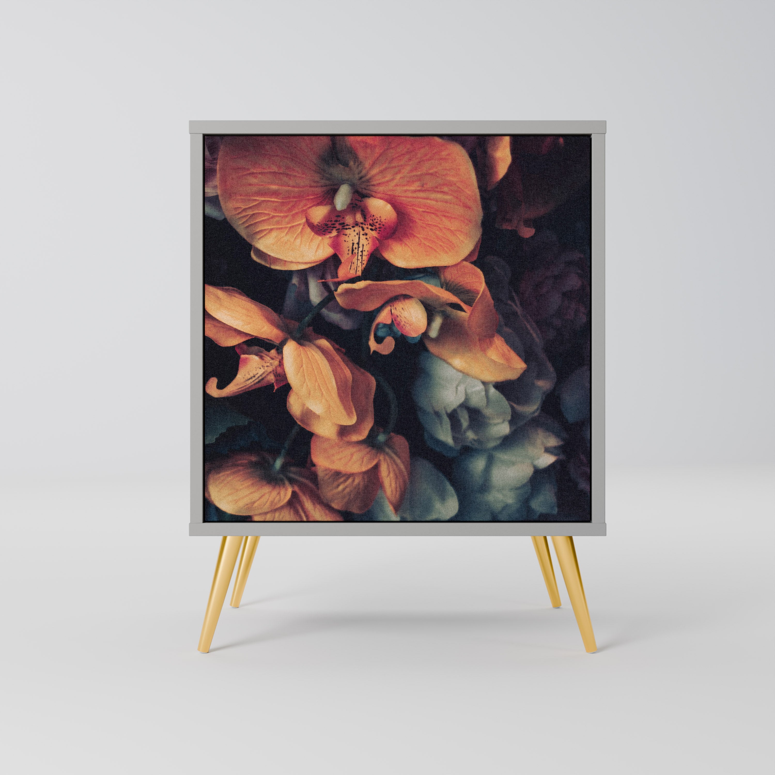 Aparador NEVERENDING BLOOM de 1 puerta en acabado gris