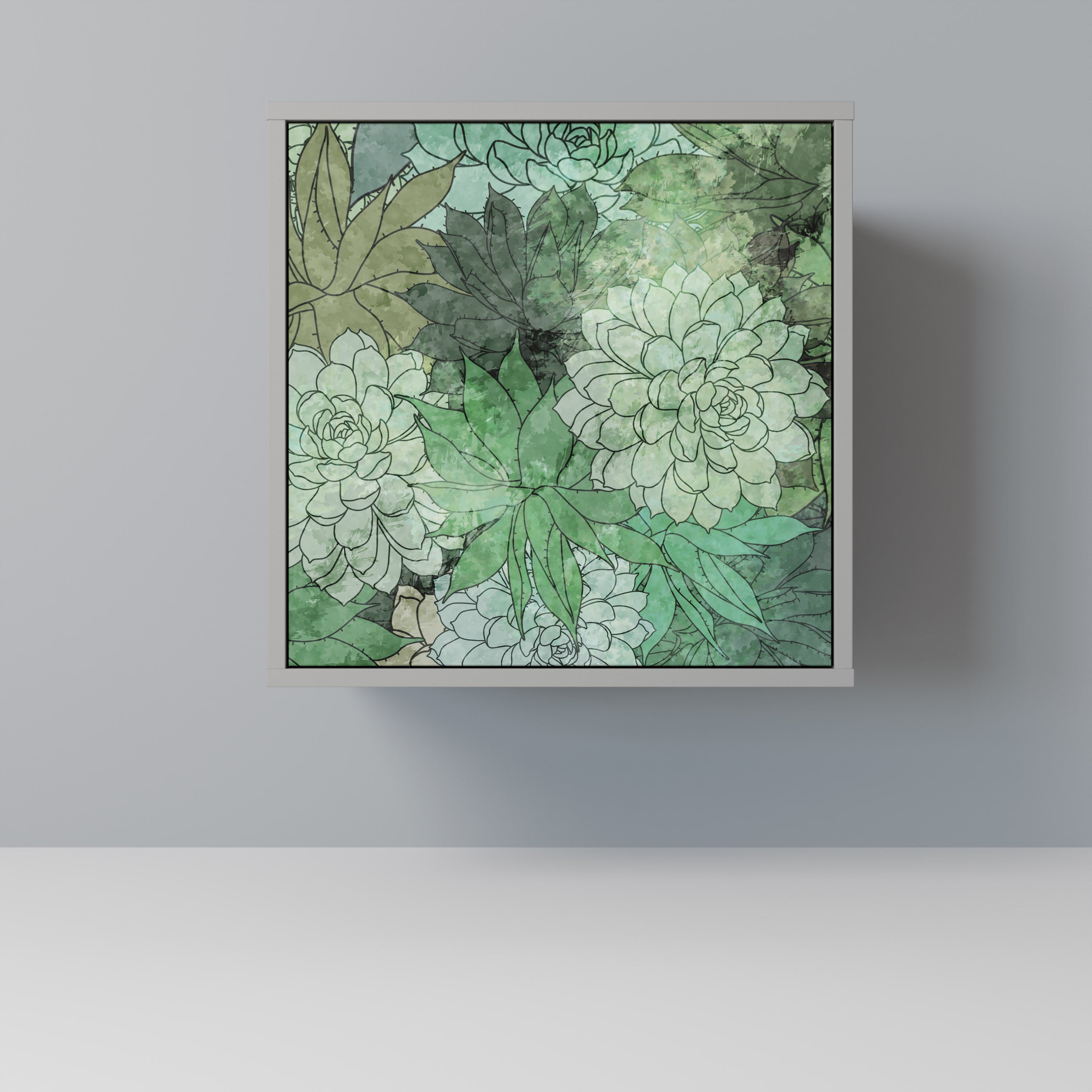 Aparador de una puerta SUCCULENT CLUSTER en acabado gris