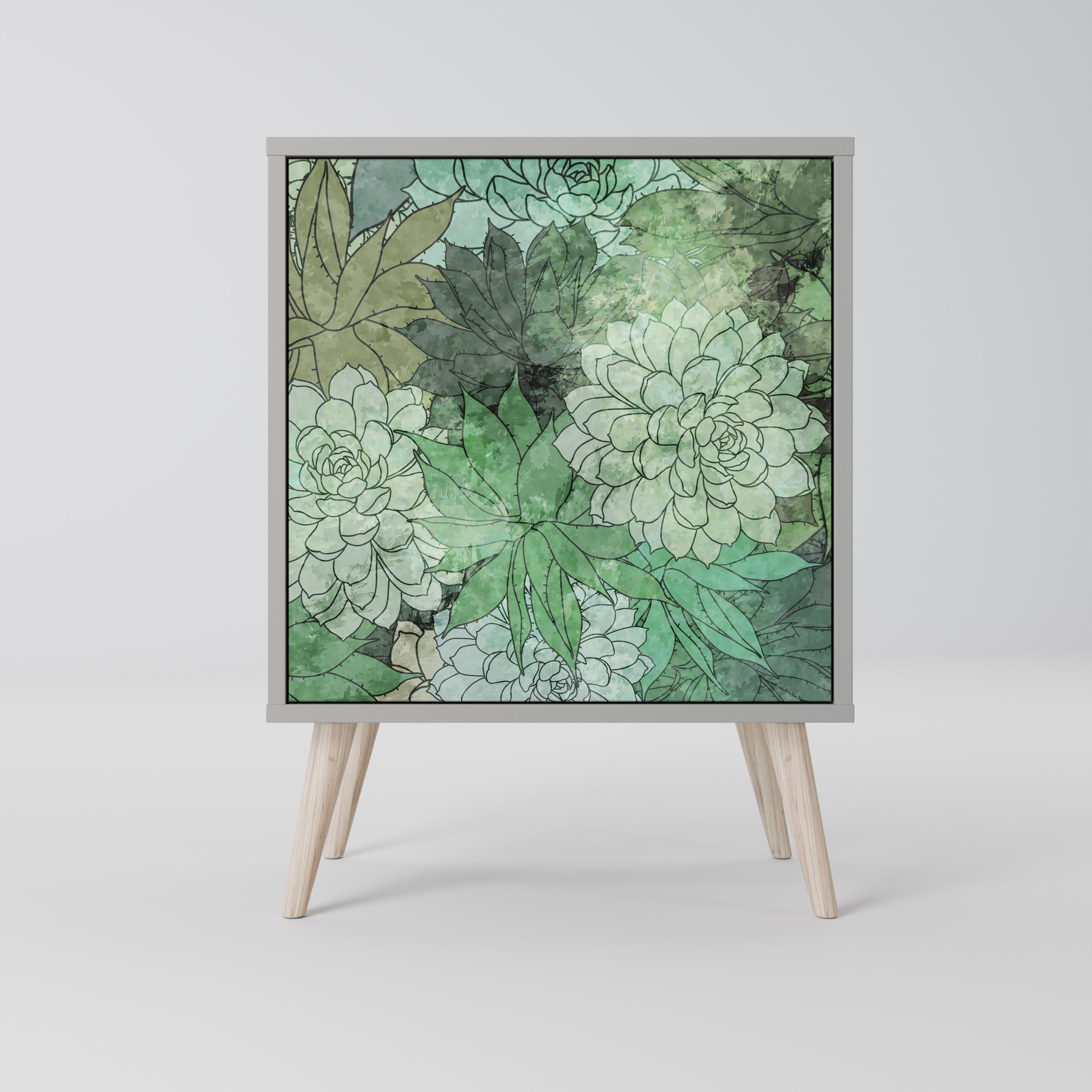 Aparador de una puerta SUCCULENT CLUSTER en acabado gris