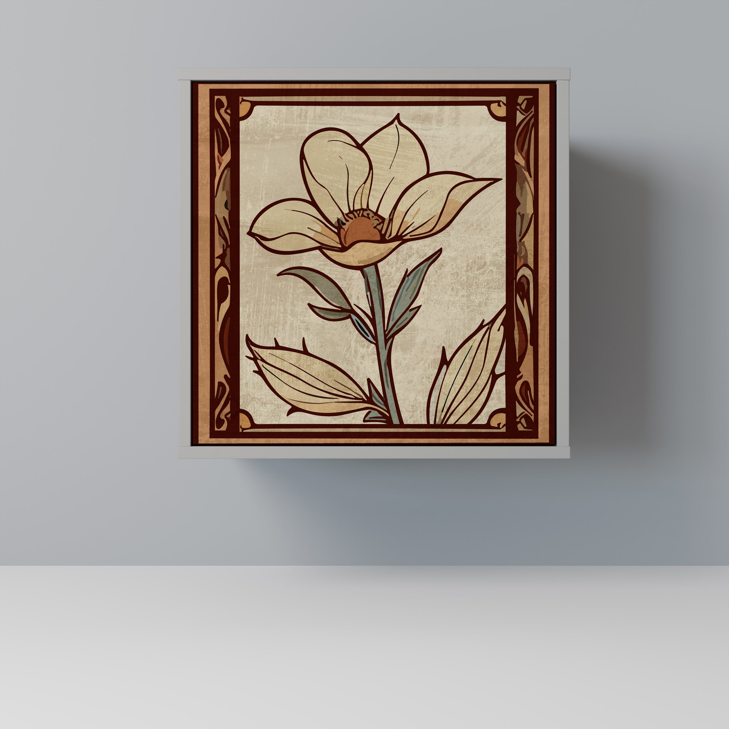 Aparador TIMELESS FLORA de 1 puerta en acabado gris