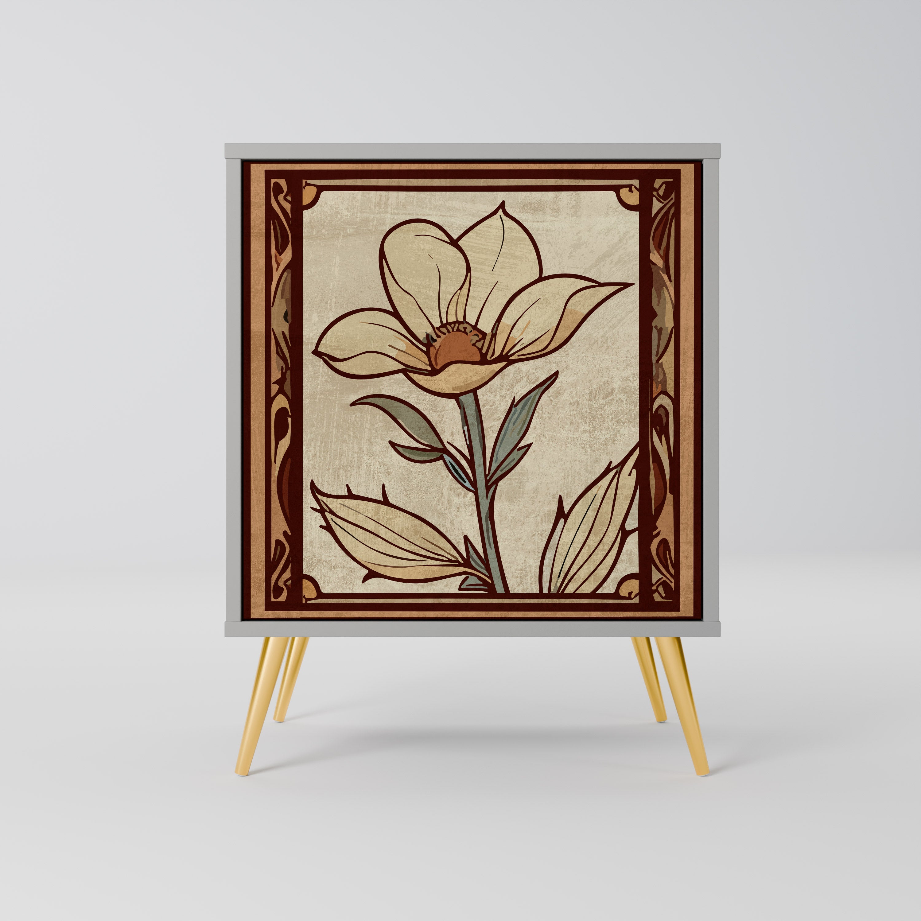 Aparador TIMELESS FLORA de 1 puerta en acabado gris