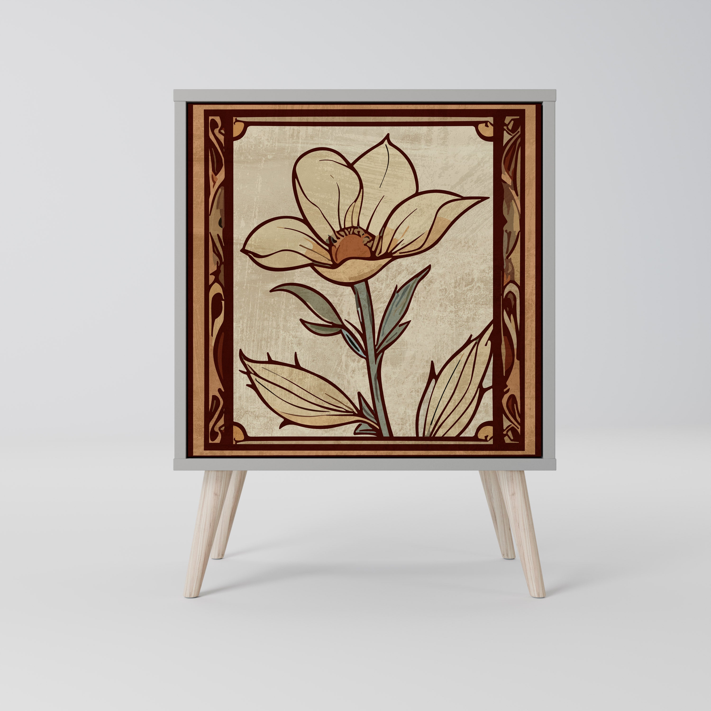 Aparador TIMELESS FLORA de 1 puerta en acabado gris