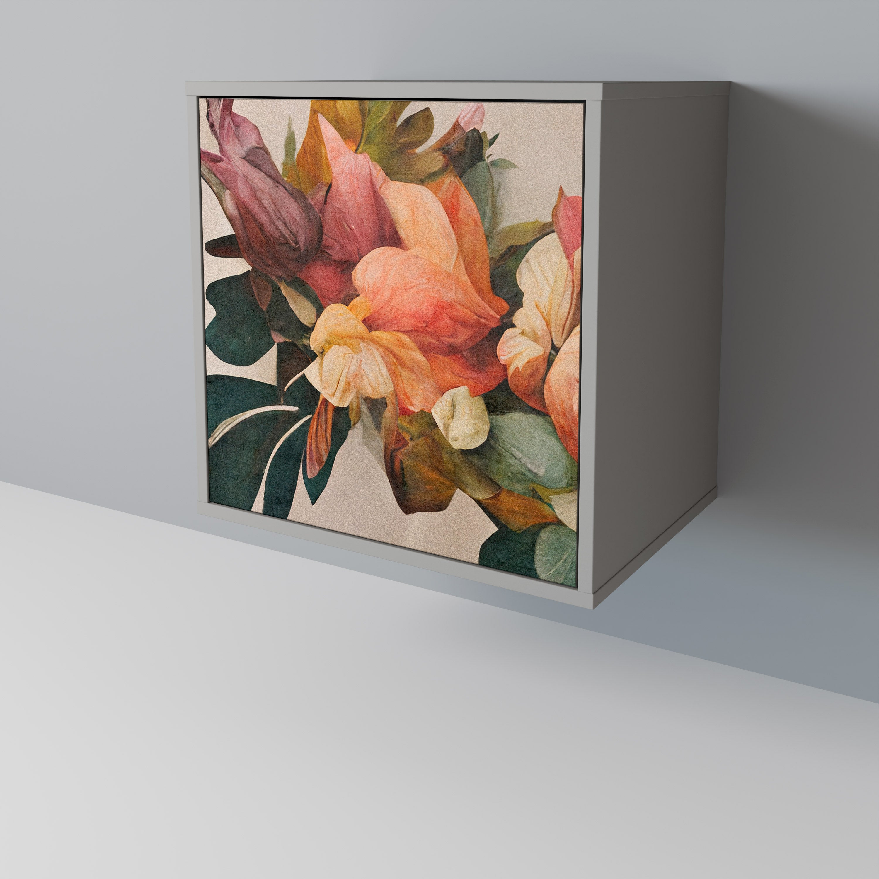 Elegante aparador de 1 puerta en acabado gris