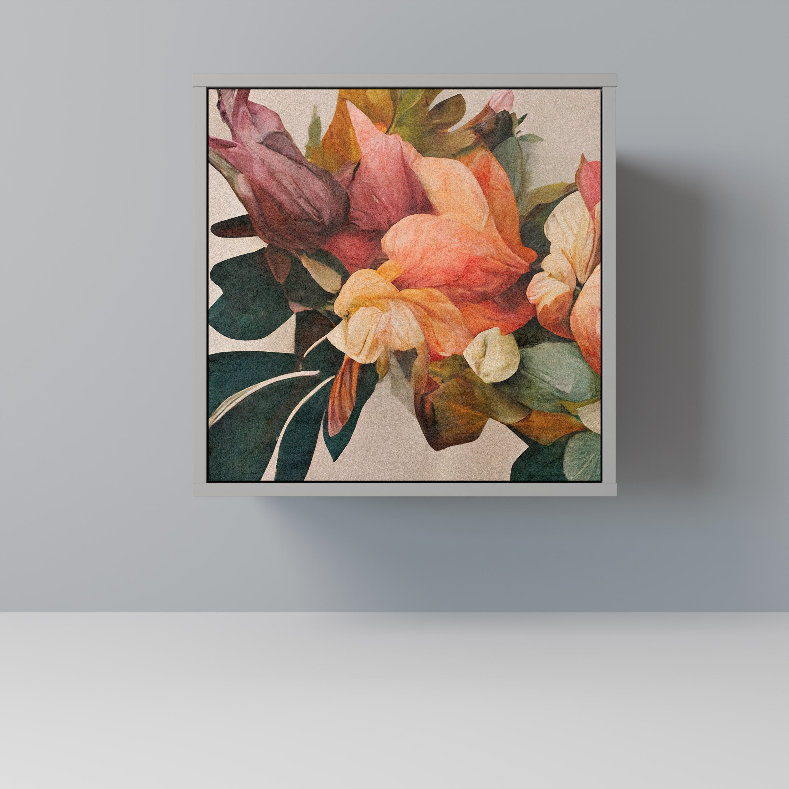 Elegante aparador de 1 puerta en acabado gris