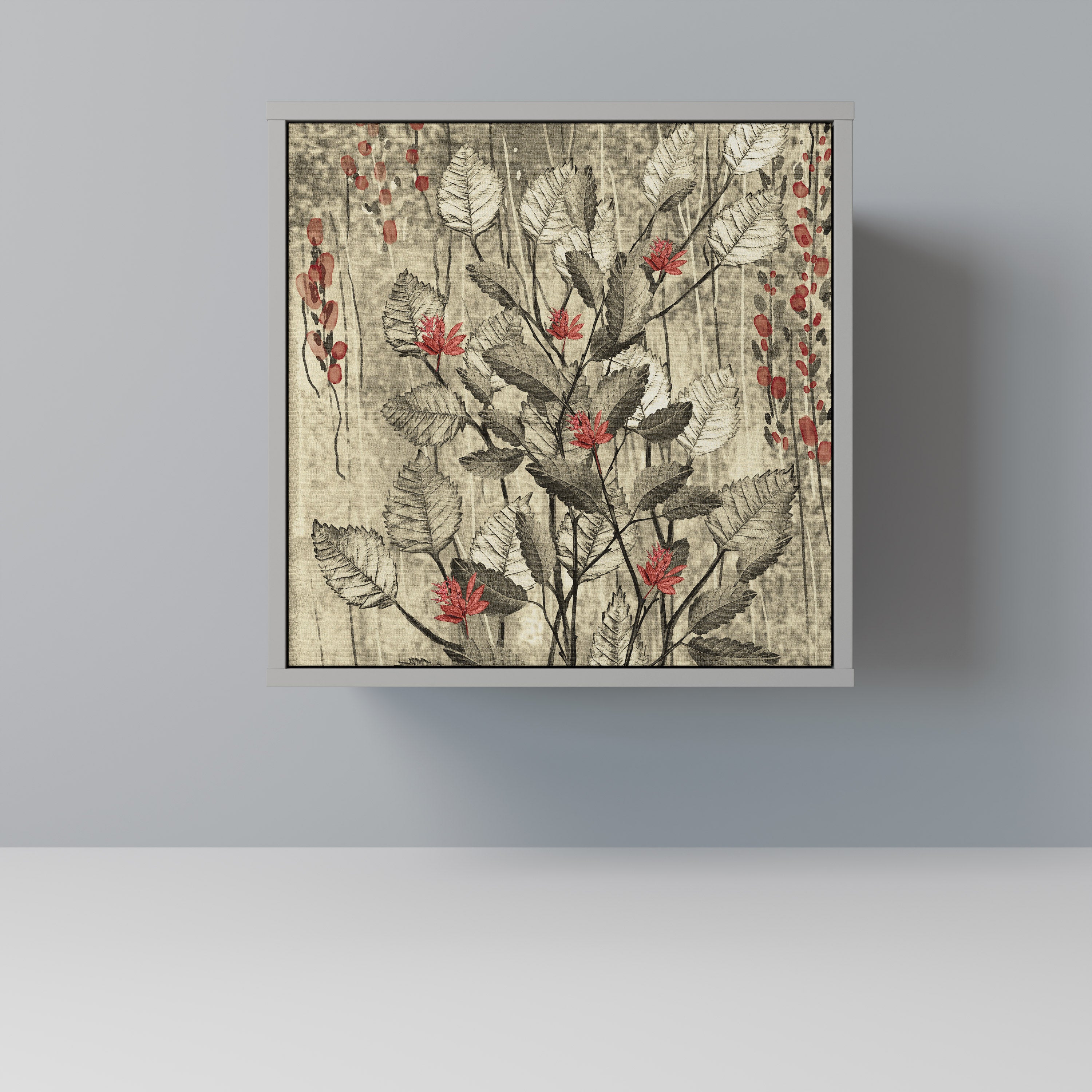 Aparador HERBAL GRACE de 1 puerta en acabado gris