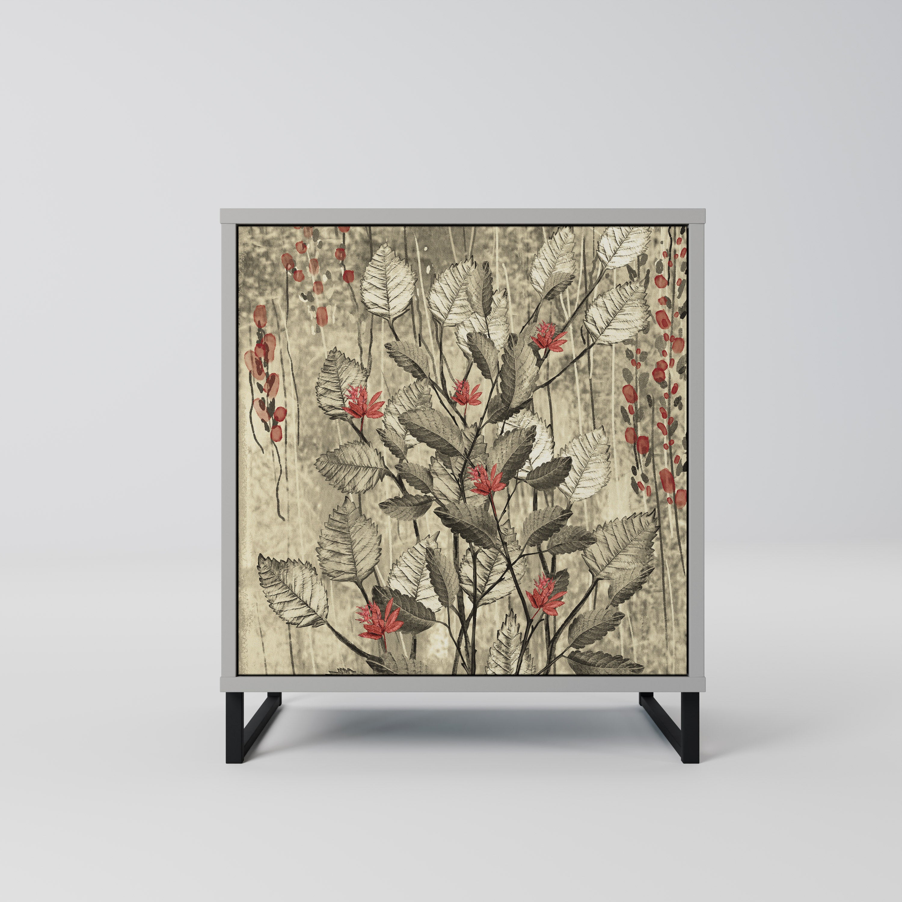 Aparador HERBAL GRACE de 1 puerta en acabado gris