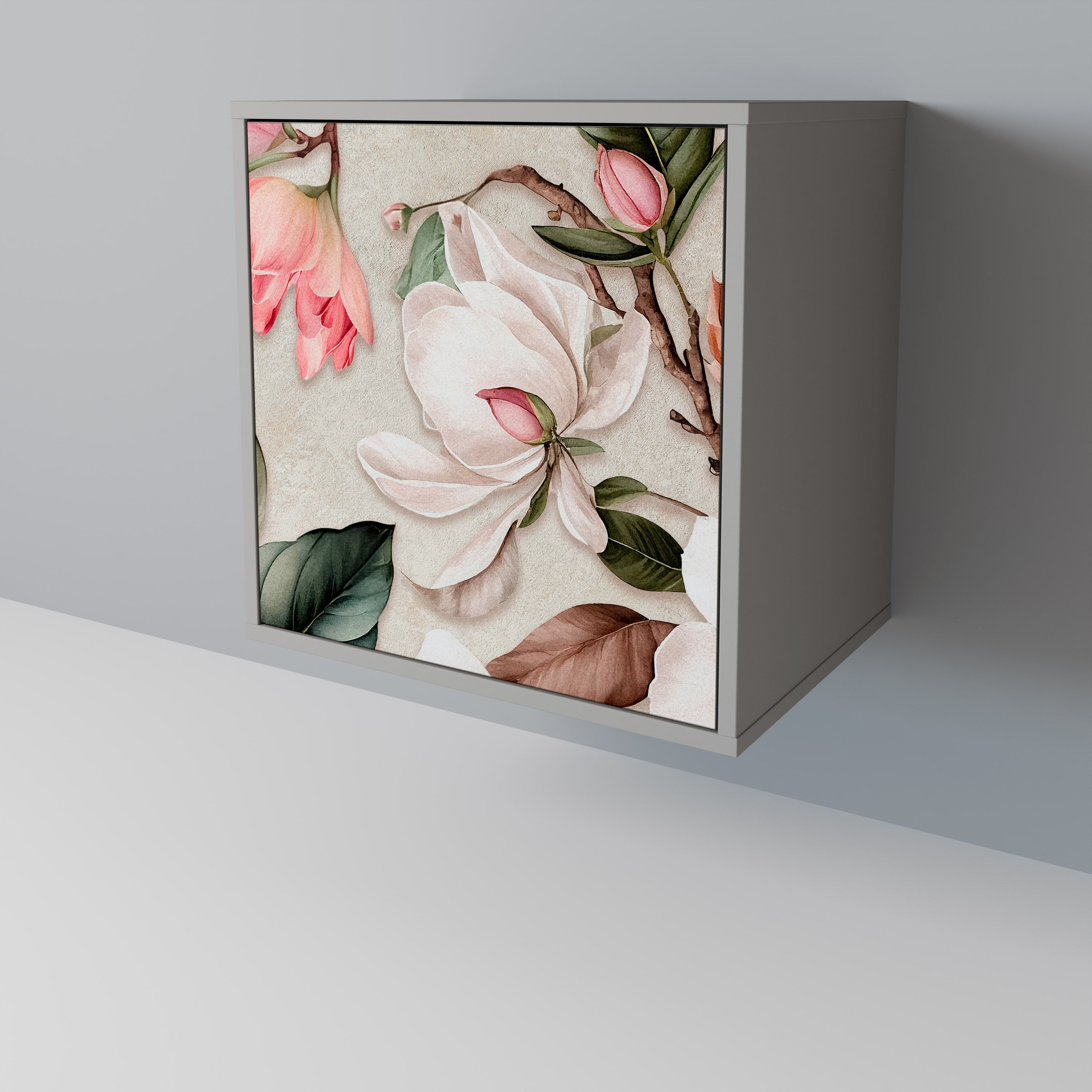 Aparador FLORAL GRACE de 1 puerta en acabado gris