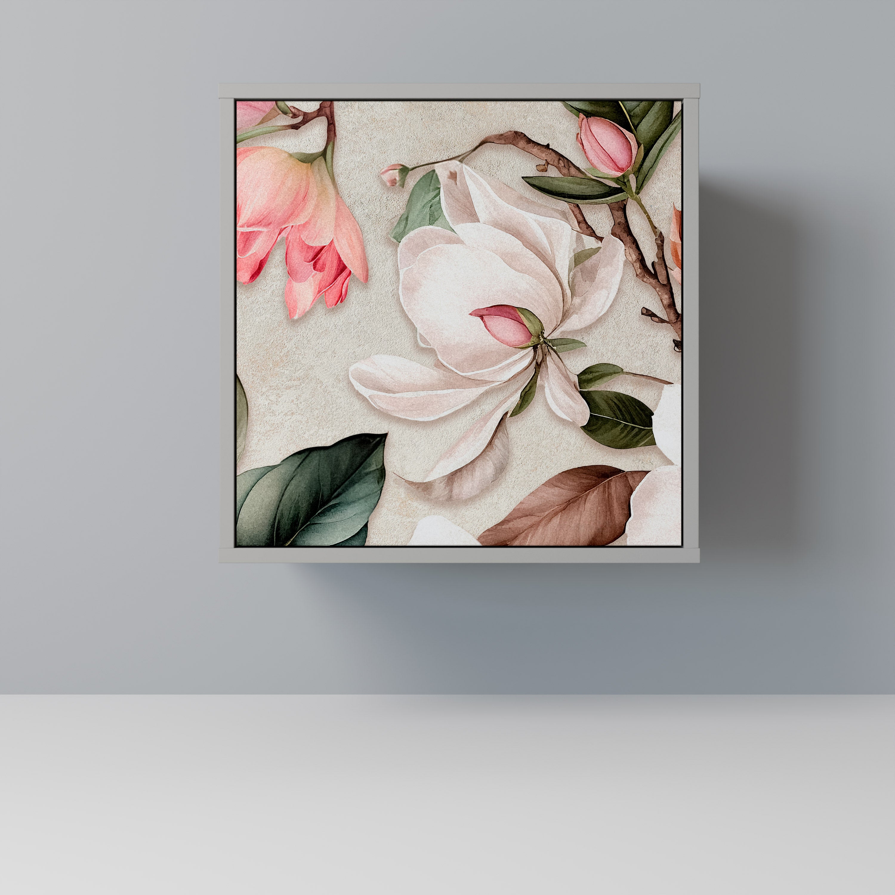 Aparador FLORAL GRACE de 1 puerta en acabado gris