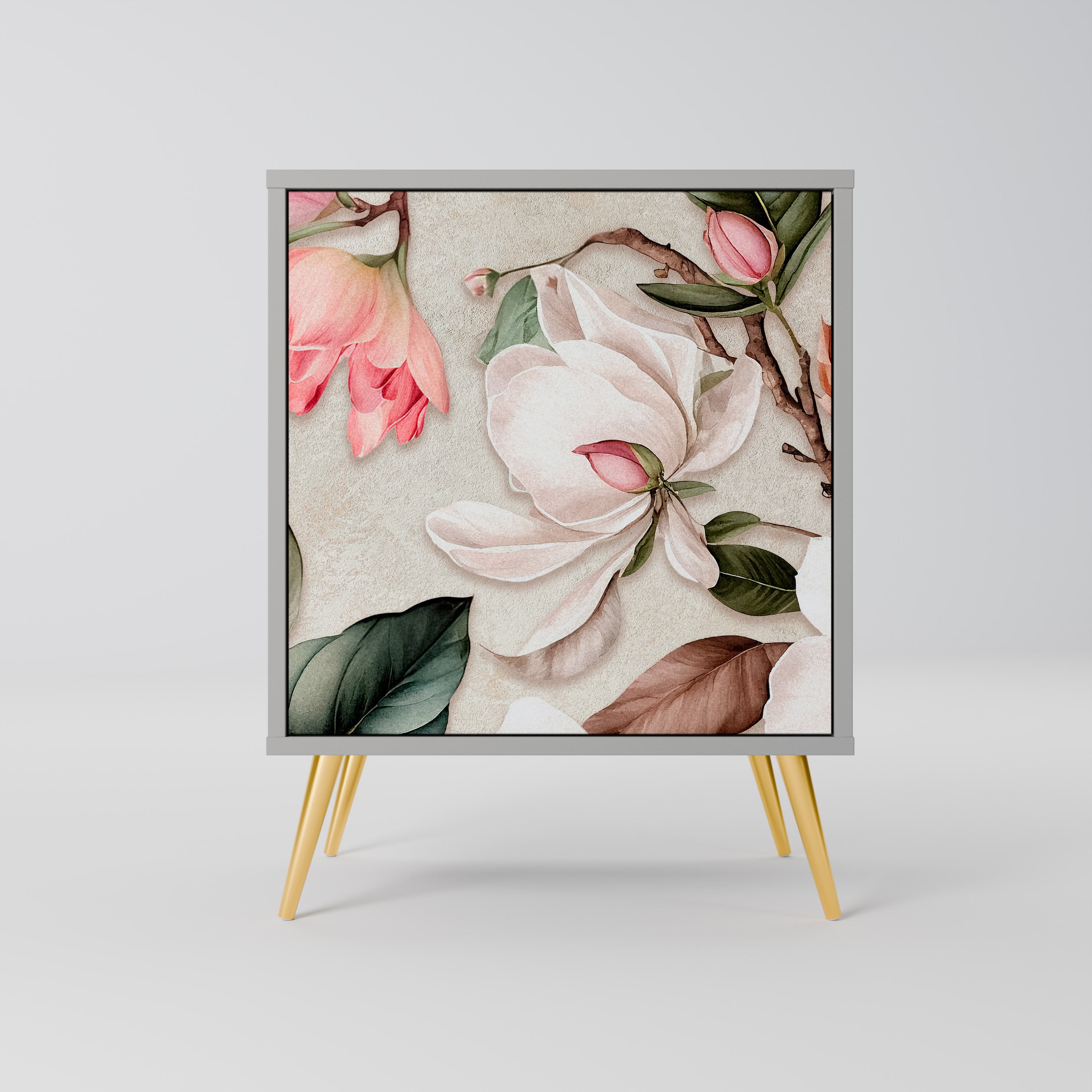 Aparador FLORAL GRACE de 1 puerta en acabado gris