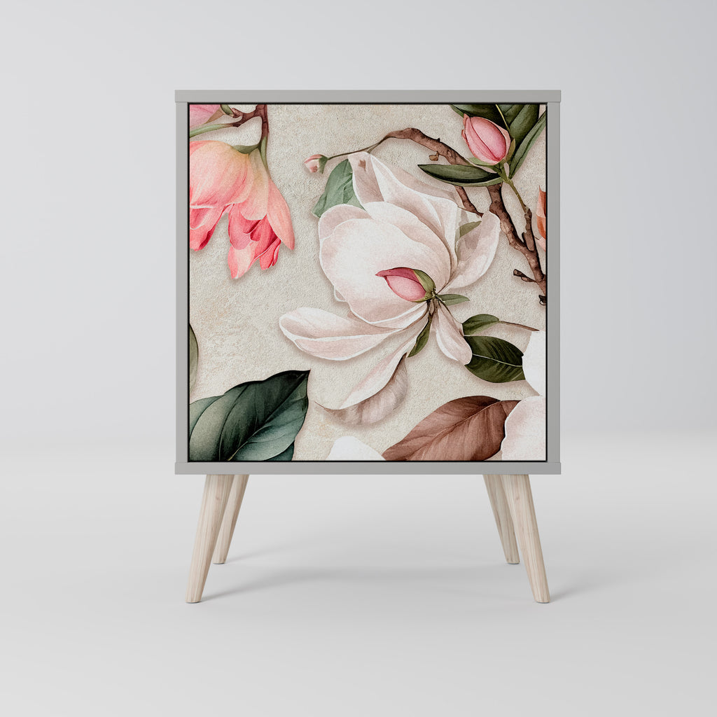 Aparador FLORAL GRACE de 1 puerta en acabado gris